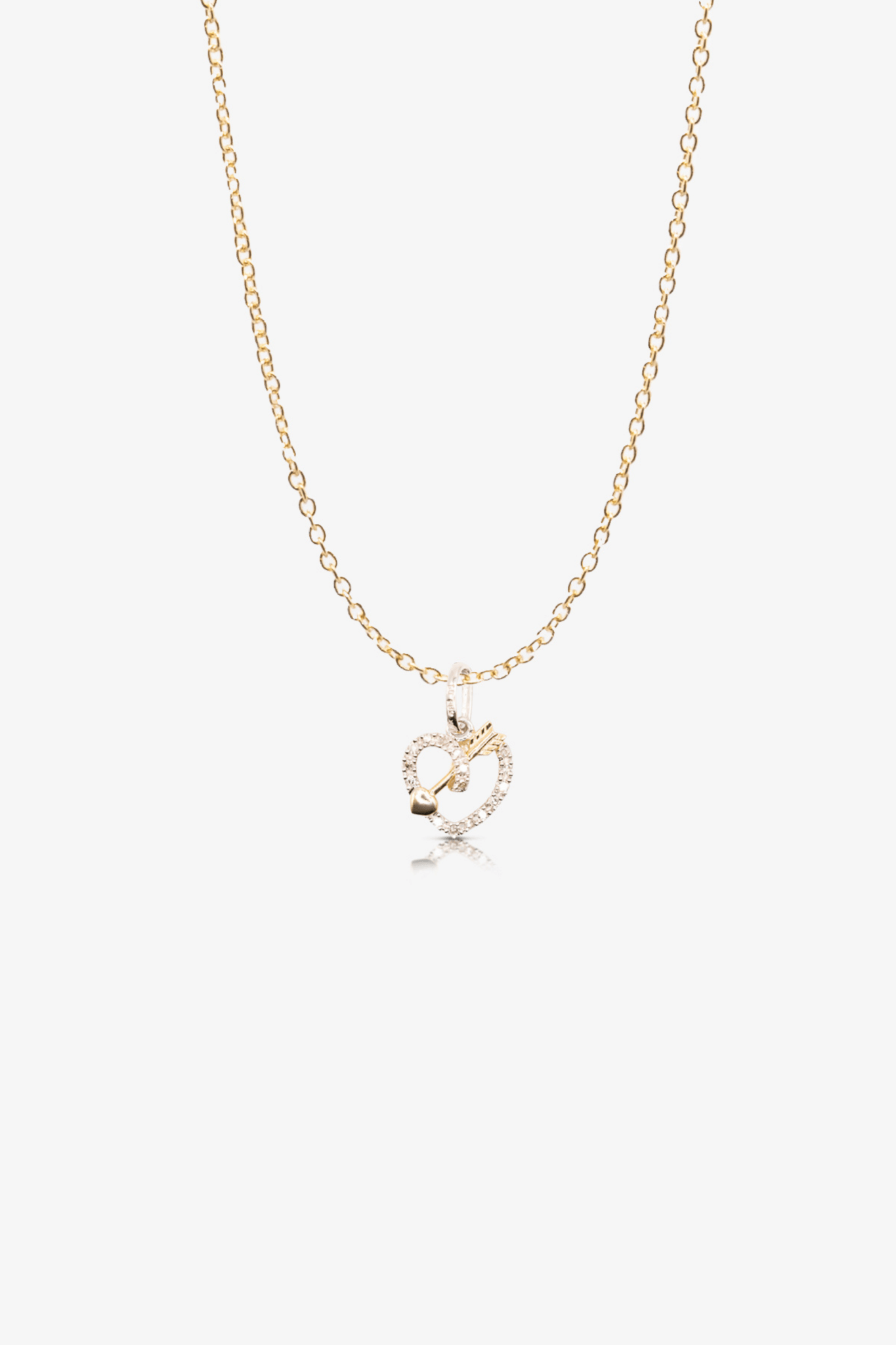 14k Gold REAL Gold Heart Arrow Necklace With Diamonds - Eat.Read.Love.