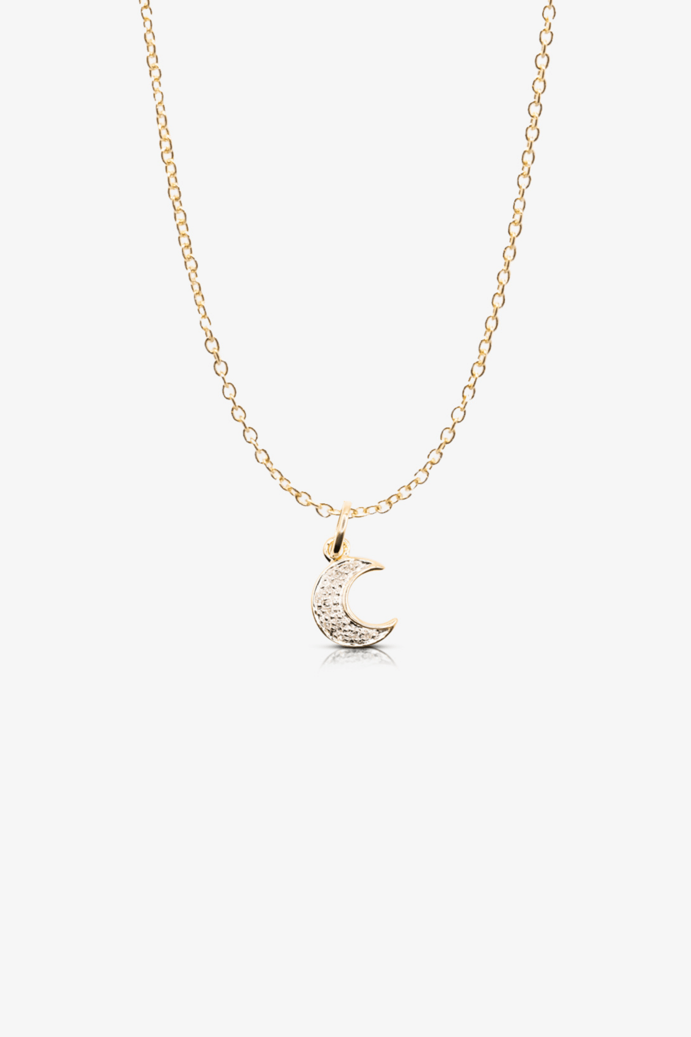 14k Gold REAL Gold Moon Necklace With Diamonds - Eat.Read.Love.