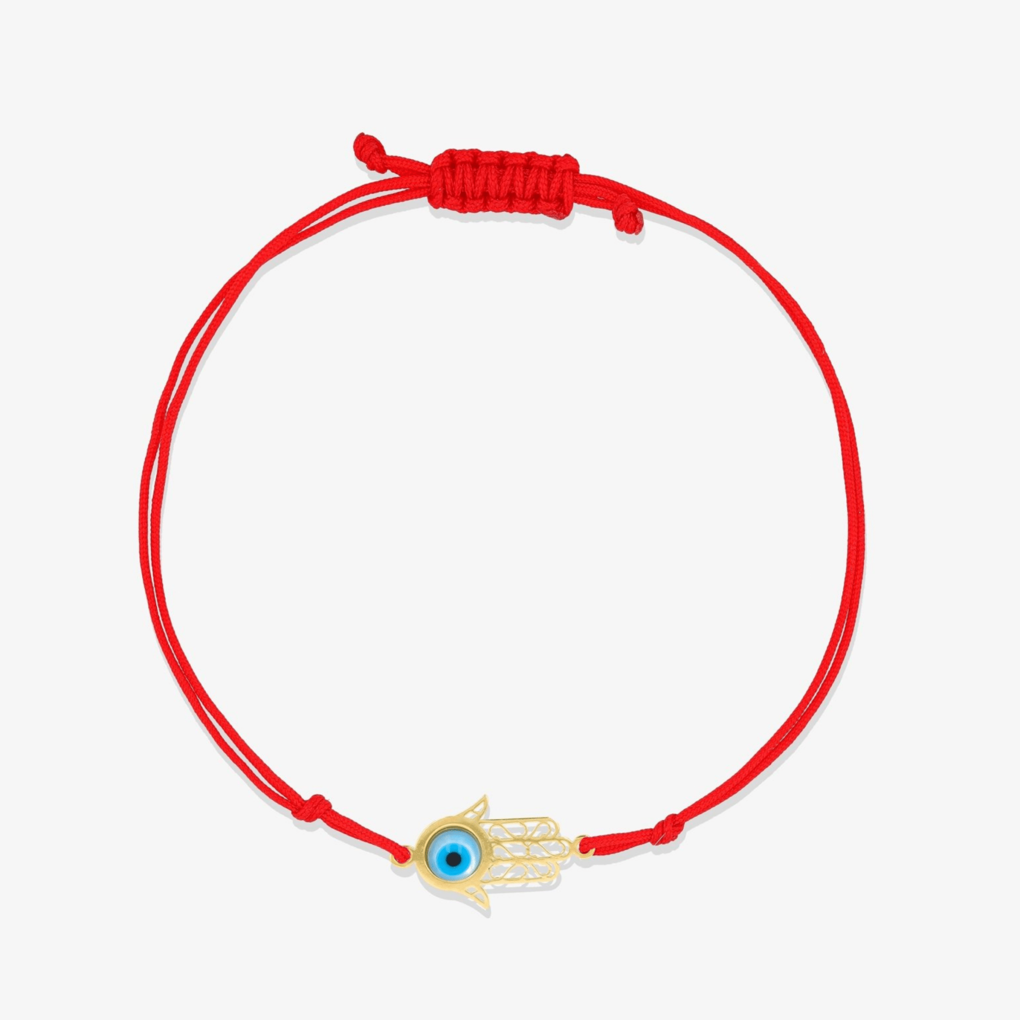 14k REAL Gold Evil Eye Hamsa Red Thread Bracelet - Eat.Read.Love.