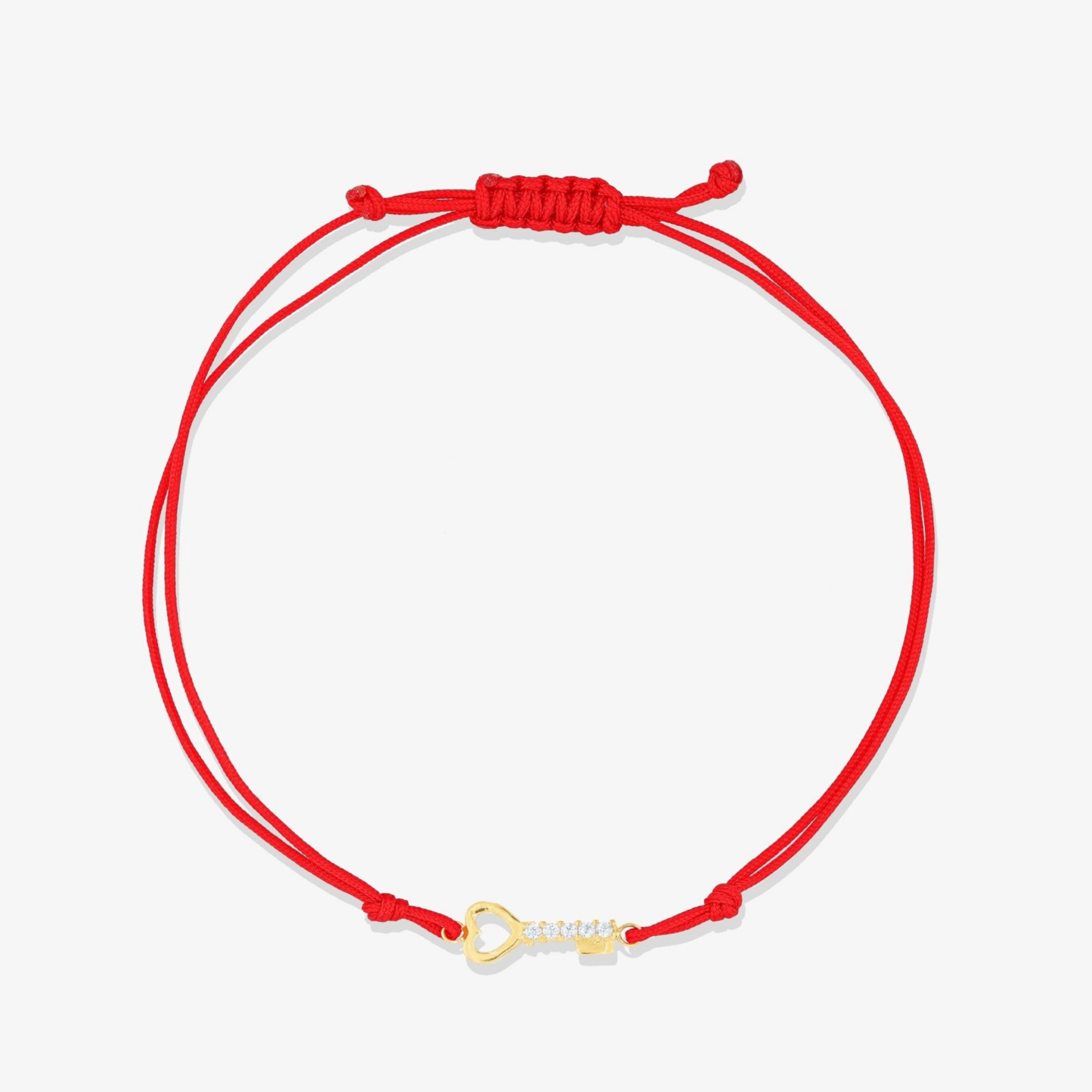 14k REAL Gold Forever Key Red Thread Bracelet with Diamonds - Eat.Read.Love.