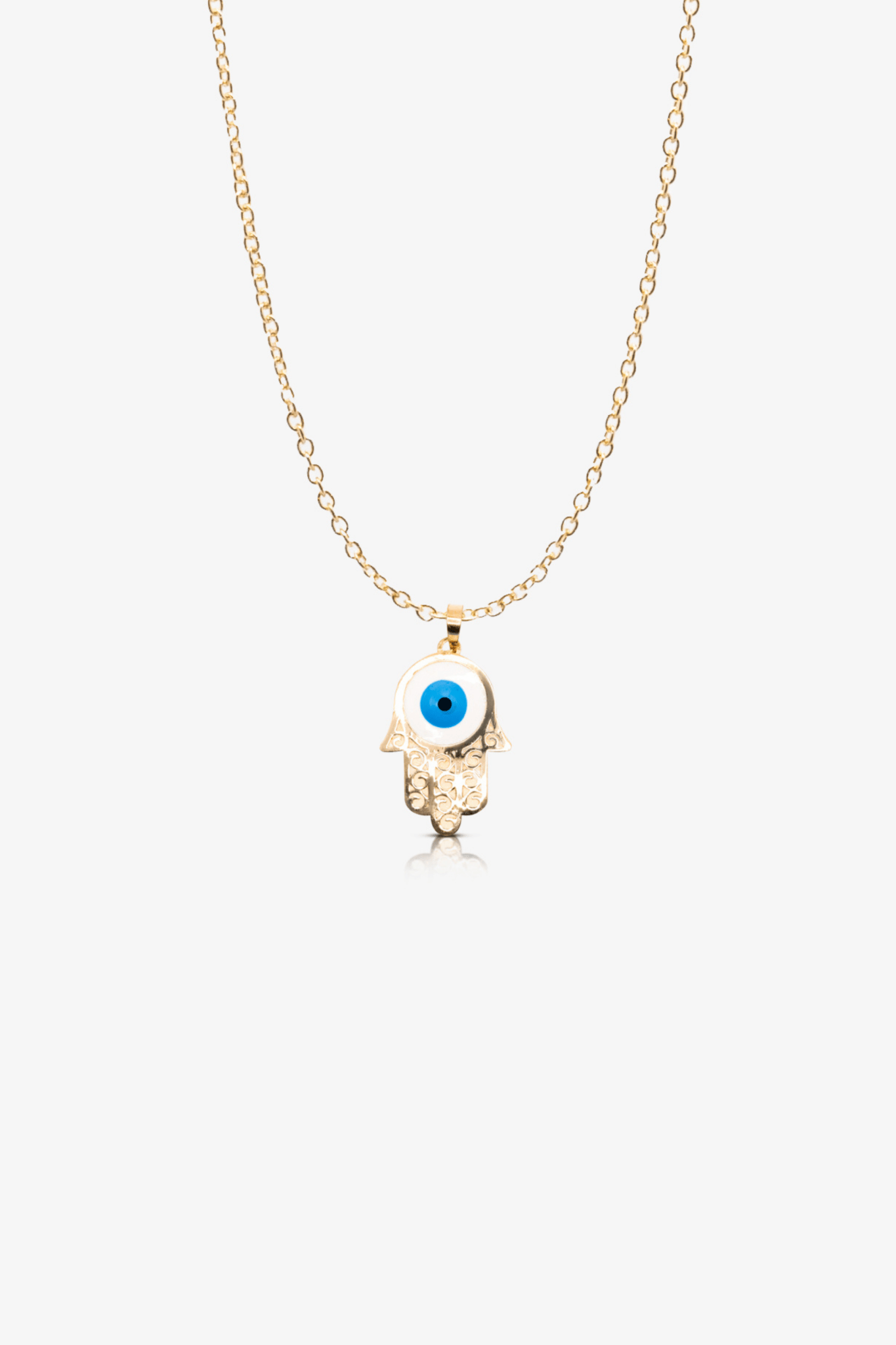 14k REAL Gold Hamsa Evil Eye Pendant - Eat.Read.Love.