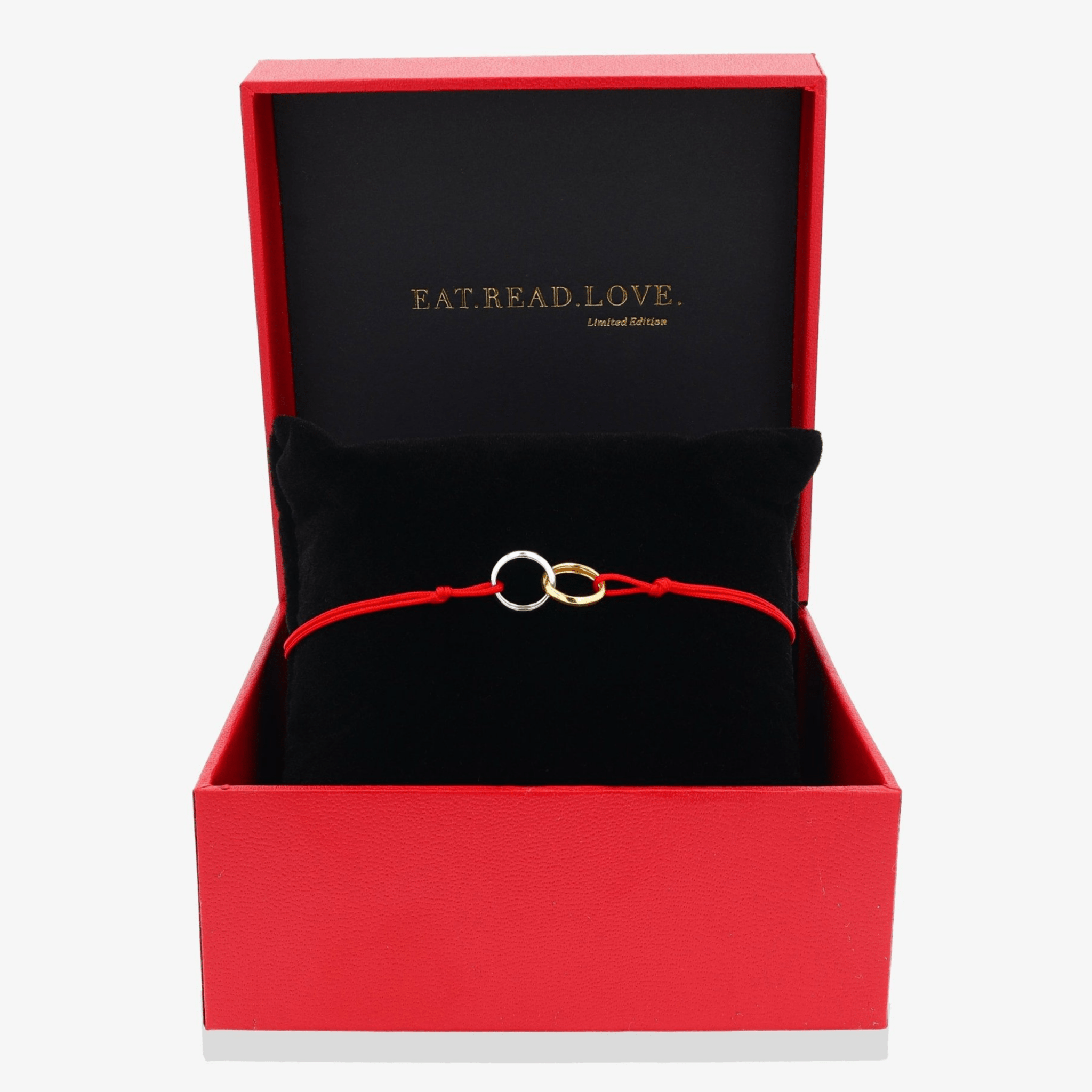 14k REAL Gold Infinity Rings Red Thread Bracelet - Eat.Read.Love.