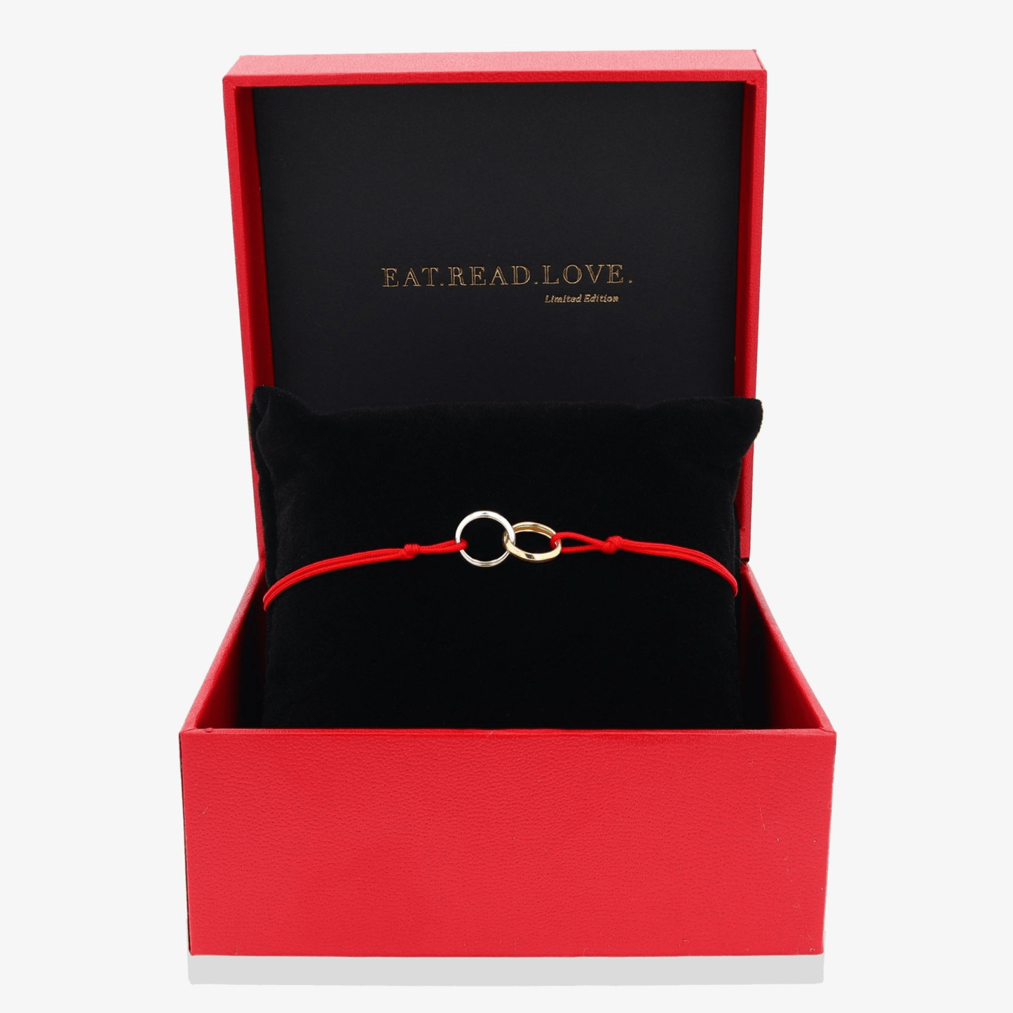 14k REAL Gold Infinity Rings Red Thread Bracelet - Eat.Read.Love.