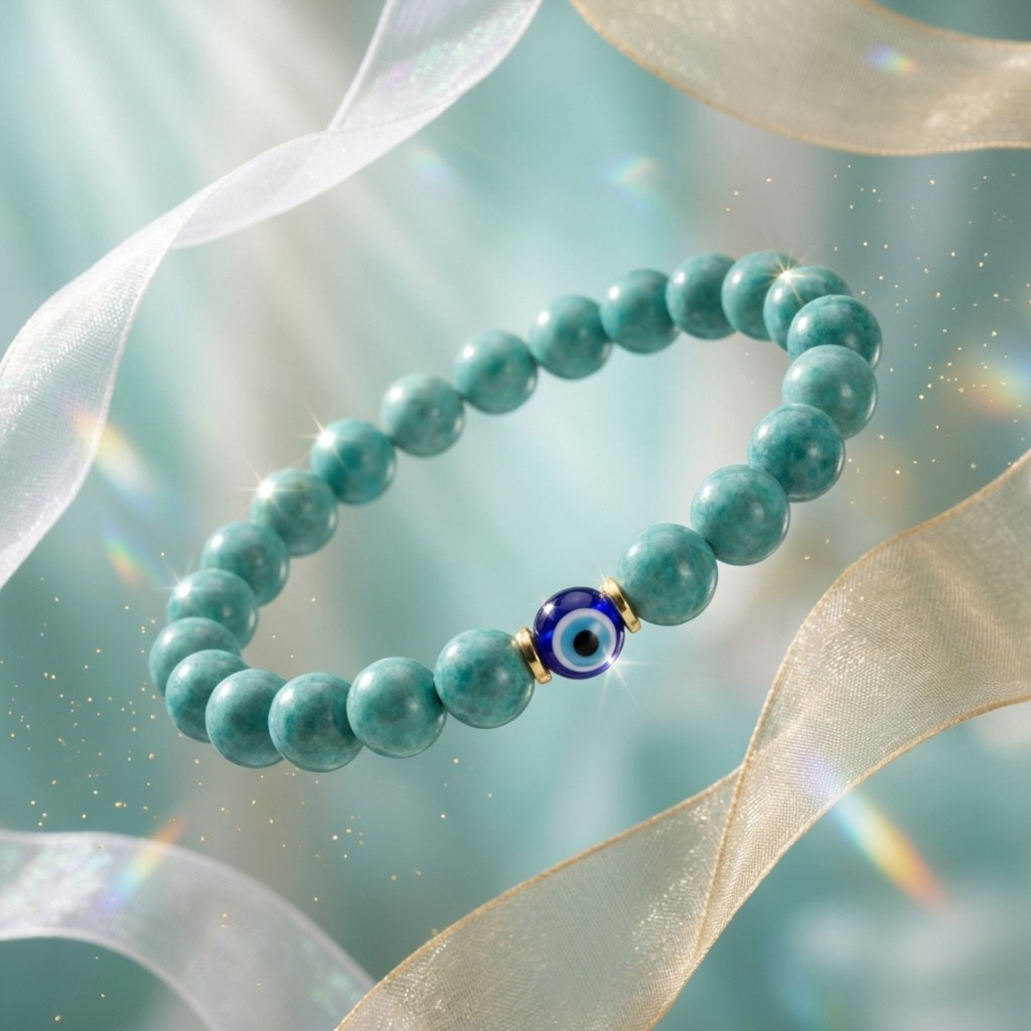 Virgo Evil Eye Amazonite Crystal Protection Bracelet