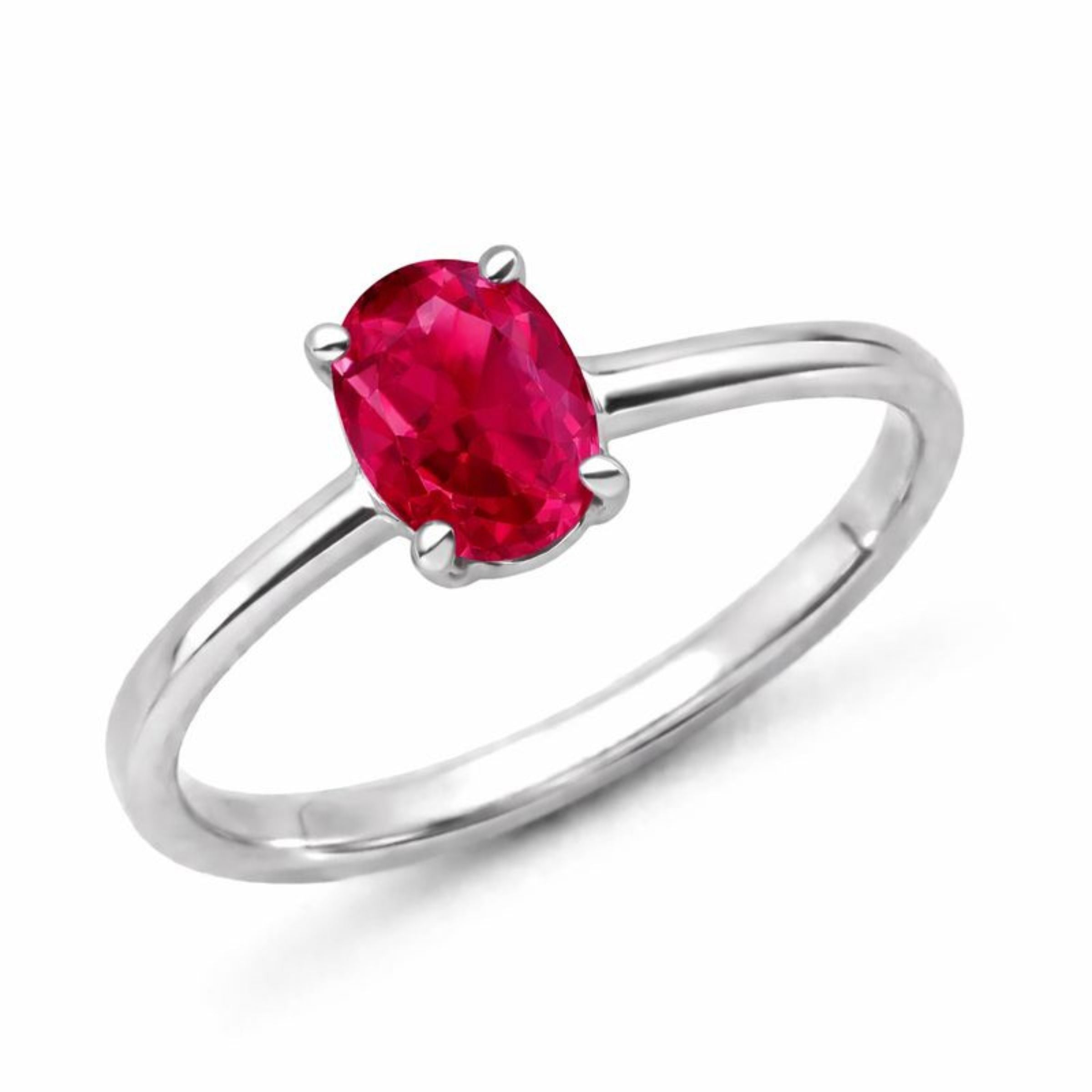 Oval Natural Red Garnet Sterling Silver Classic Ring