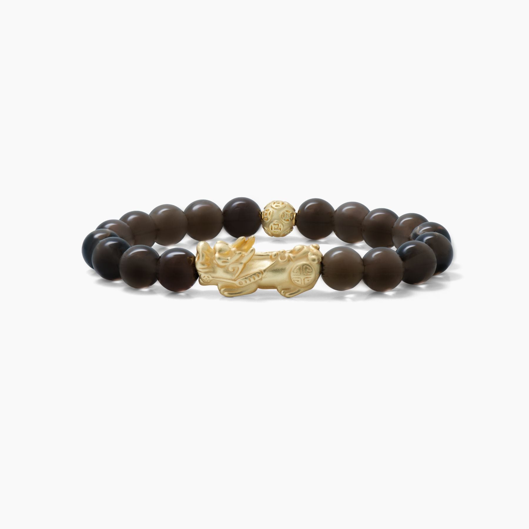 Smoky Quartz Feng Shui Lucky Pixiu Grounding & Wealth Bracelet