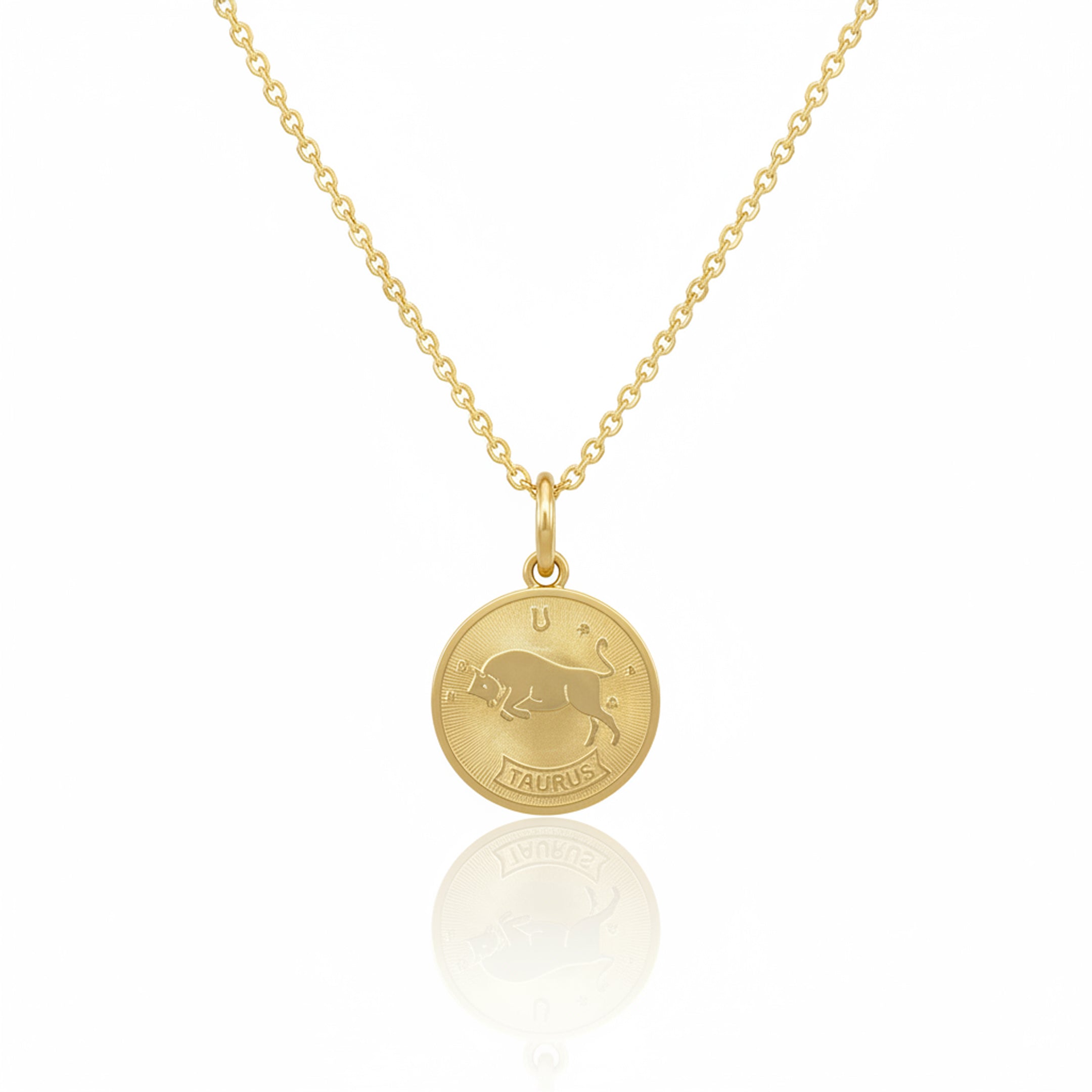 Taurus Zodiac Sign Gold Medallion Necklace