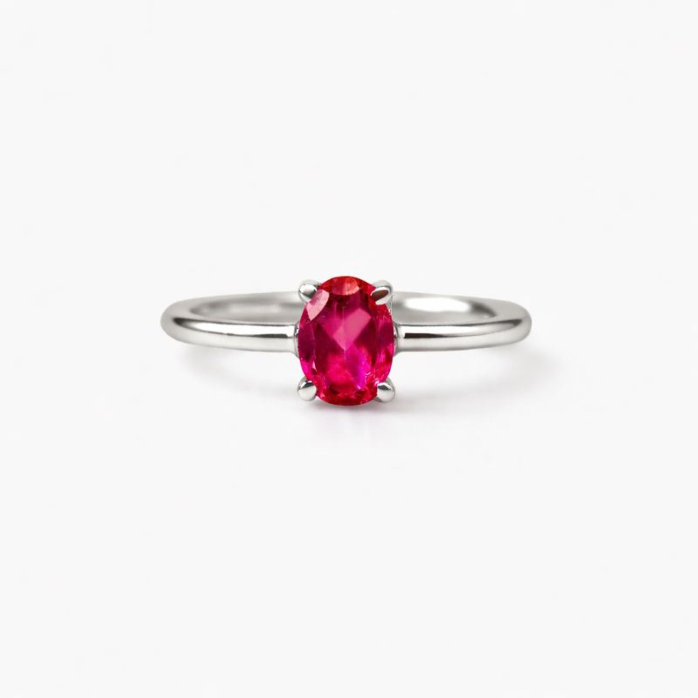 Oval Natural Red Garnet Sterling Silver Classic Ring