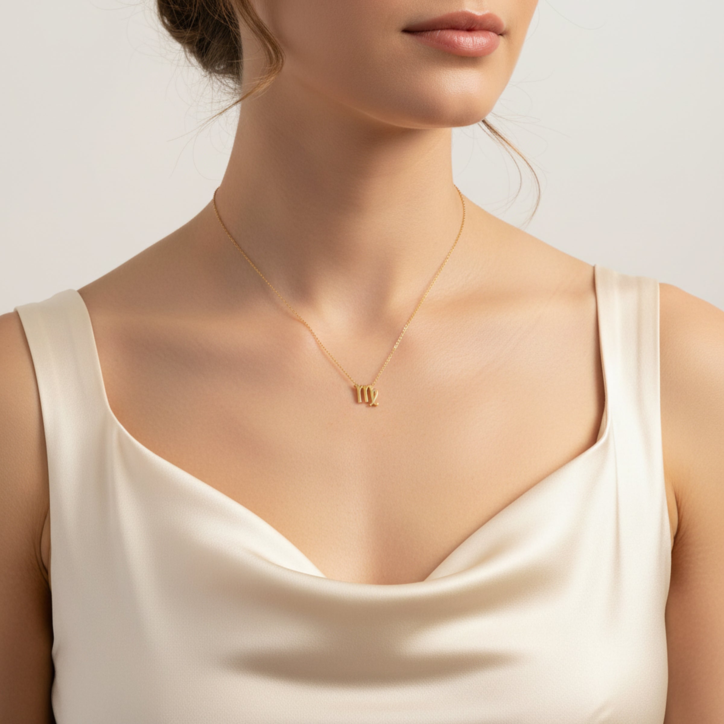 Virgo Zodiac Glyph Necklace - 24k Gold Plated