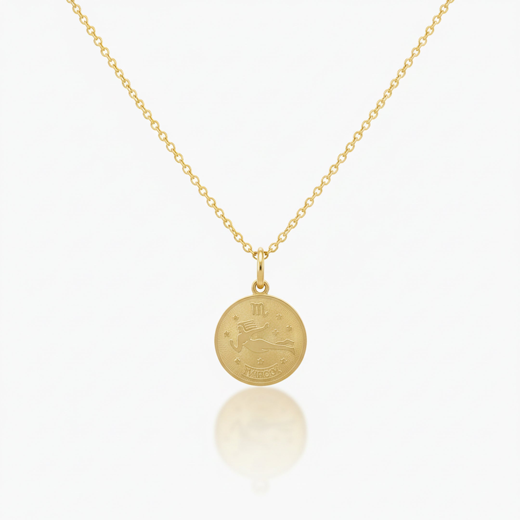 Virgo Zodiac Sign Gold Medallion Necklace