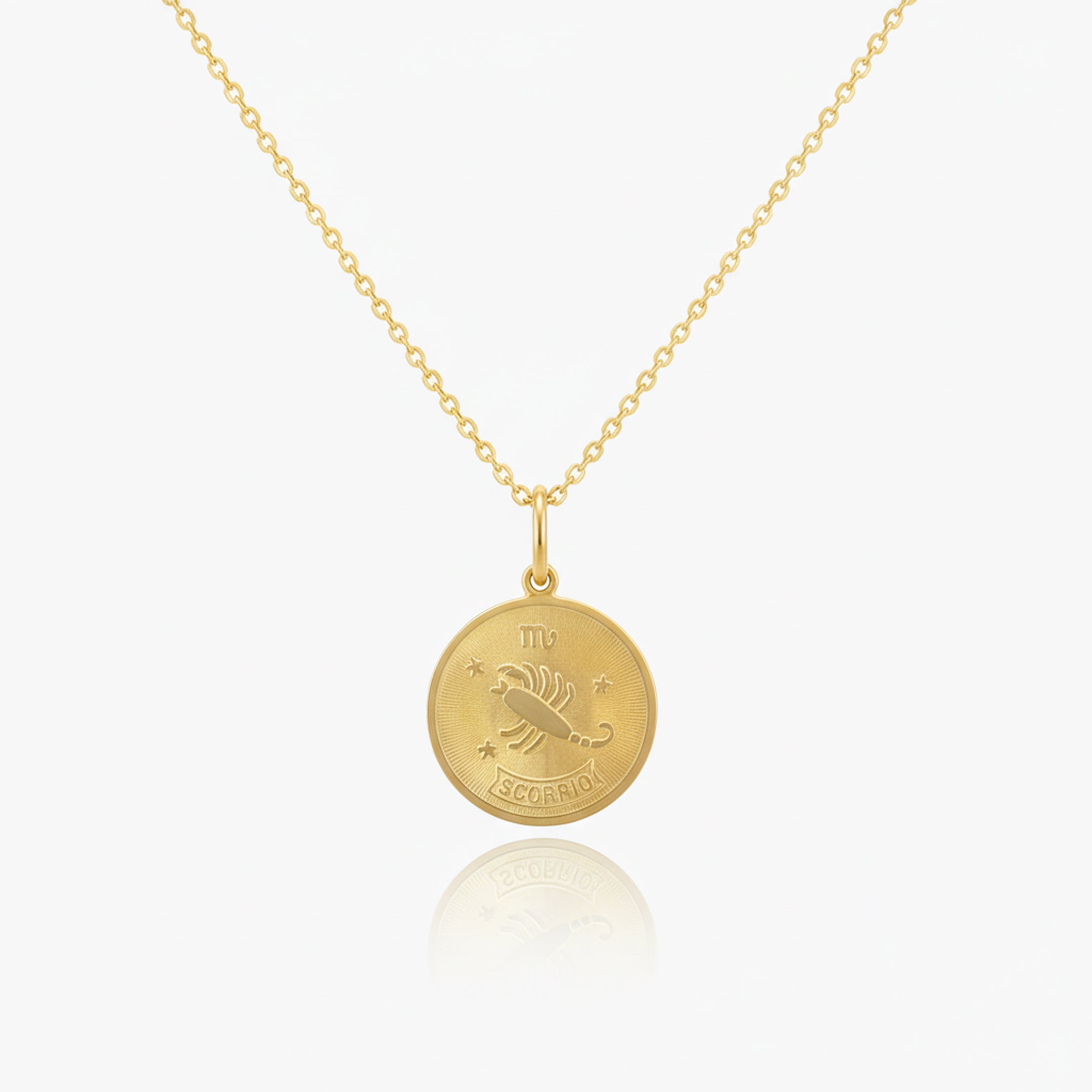 Scorpio Zodiac Sign Gold Medallion Necklace