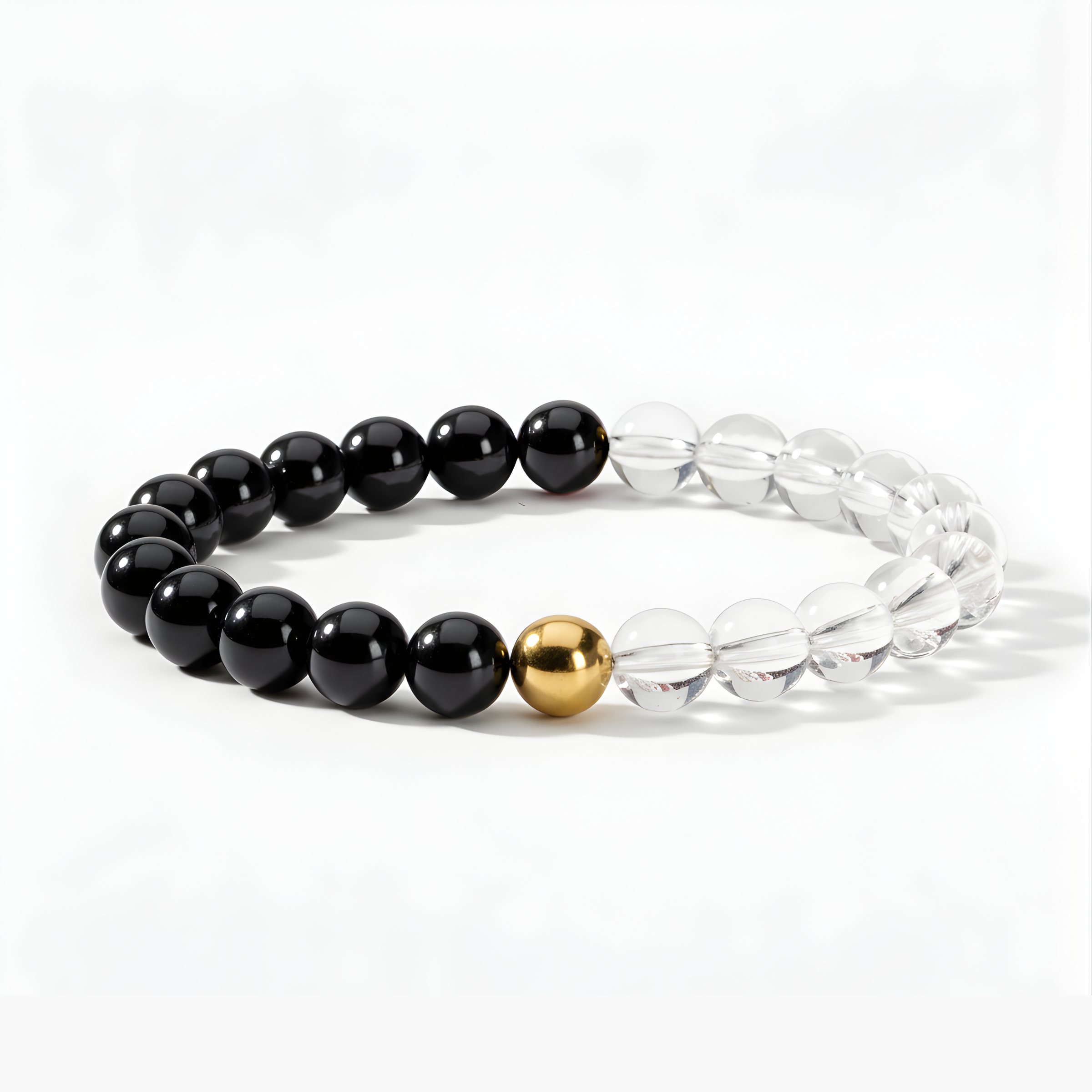 Black Obsidian & Clear Quartz Dual Energy Protection Crystal Bracelet