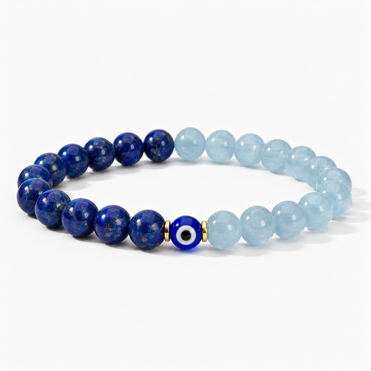 Lunar Truth and Clarity Lapis Lazuli and Aquamarine Bracelet