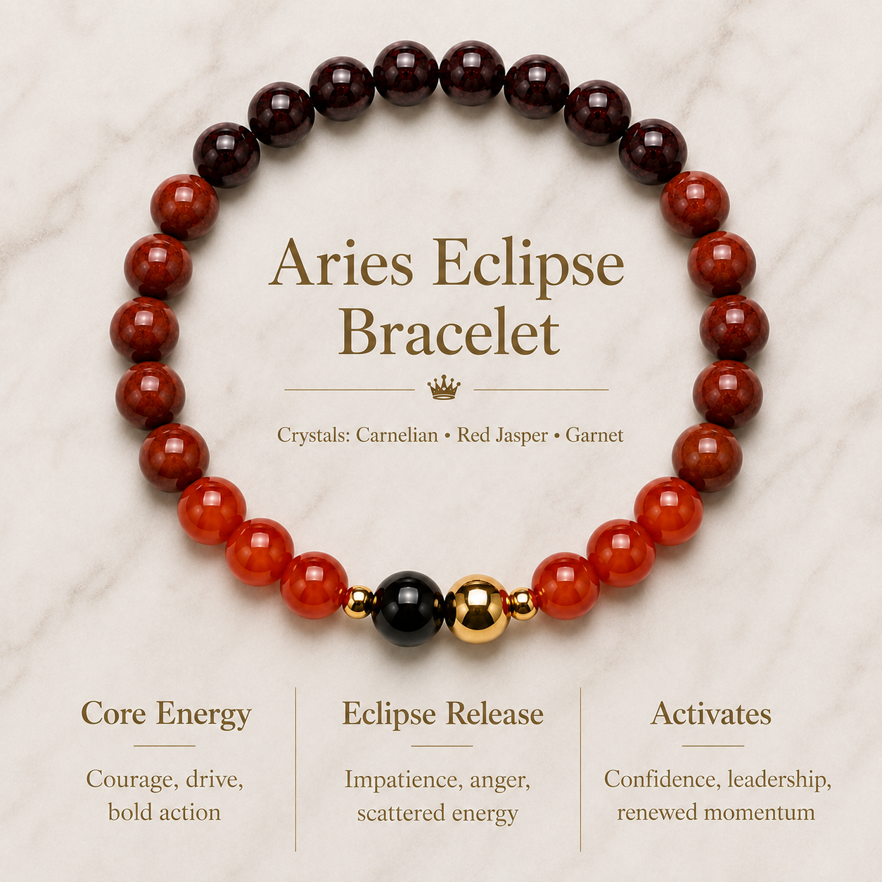 Aries Eclipse Bracelet with REAL Gold