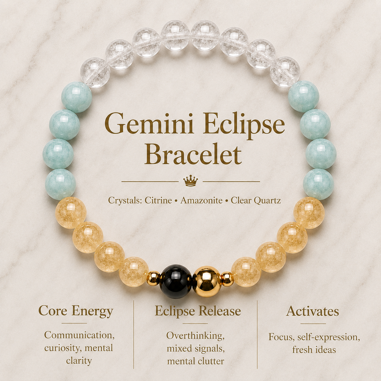Gemini Eclipse Bracelet with REAL Gold