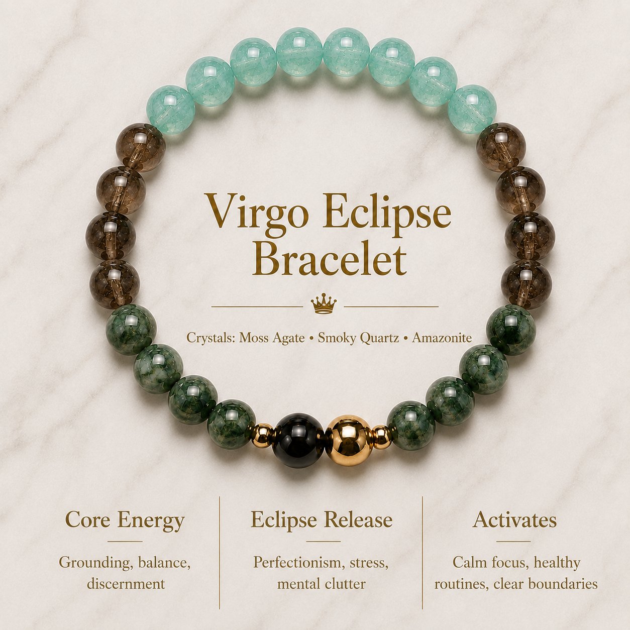 Virgo Eclipse Bracelet with REAL Gold