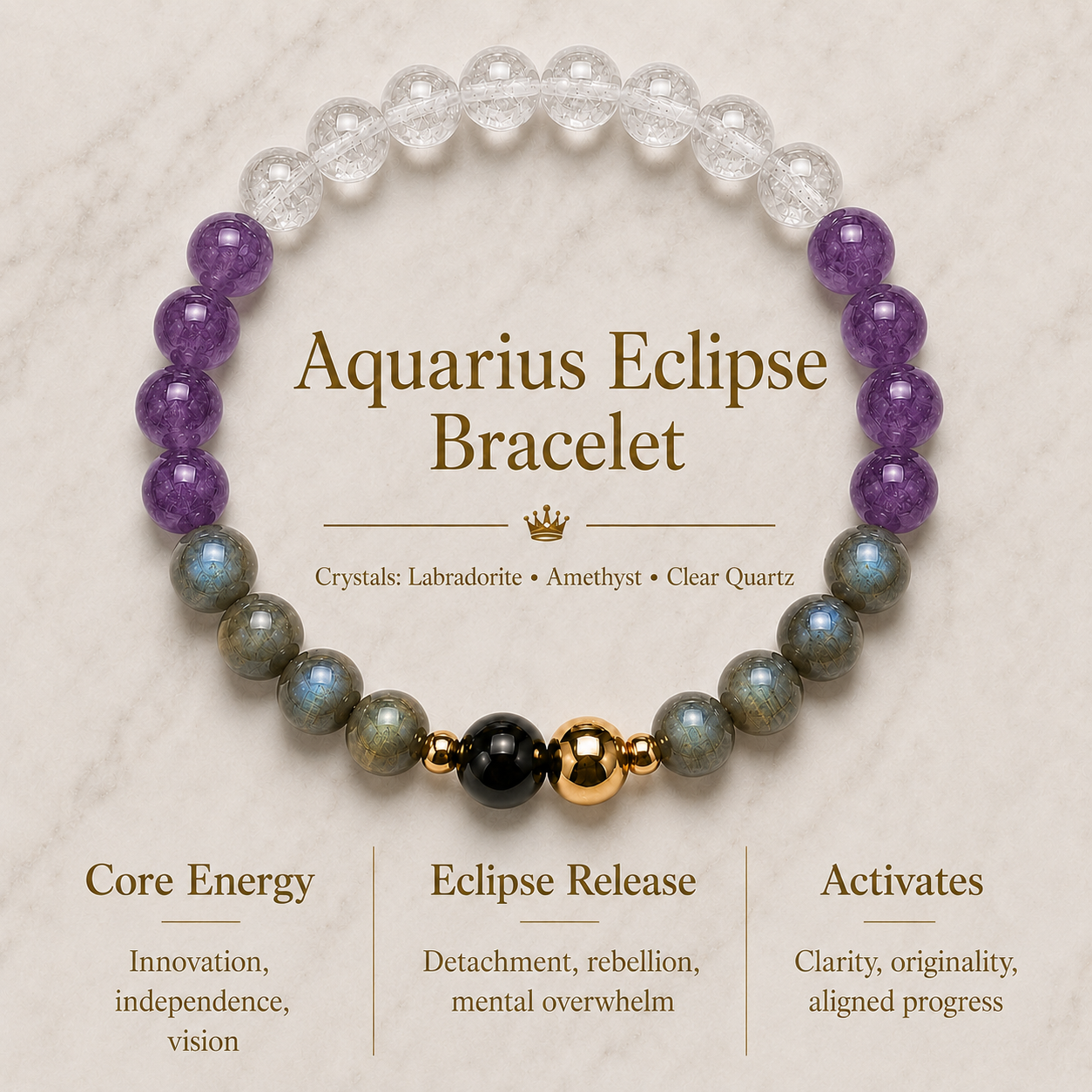 Aquarius Eclipse Bracelet with REAL Gold