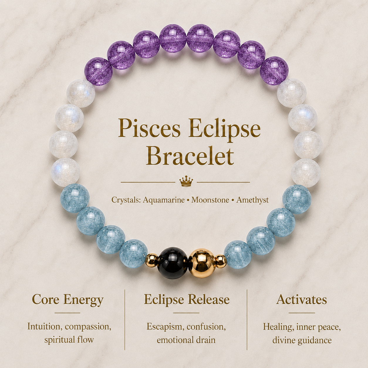 Pisces Eclipse Bracelet with REAL Gold