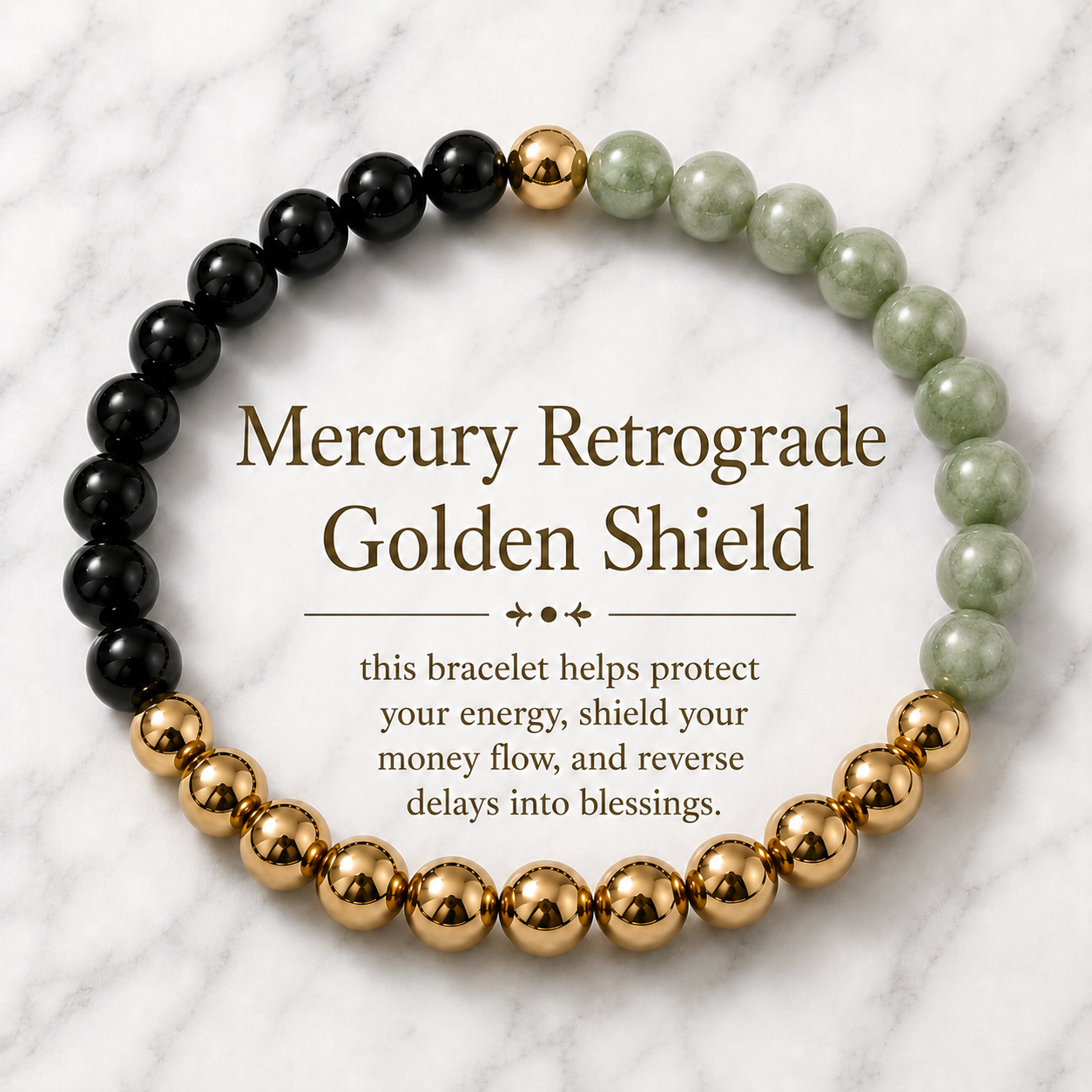 Mercury Retrograde Golden Shield Bracelet