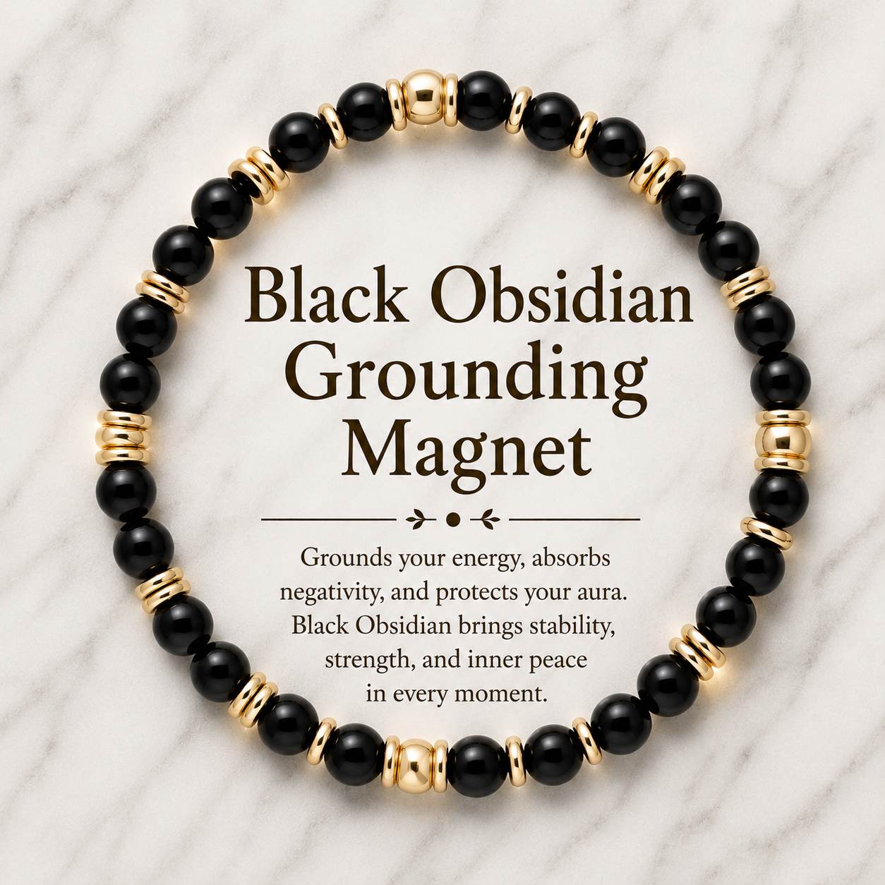 Black Obsidian Grounding Magnet Bracelet
