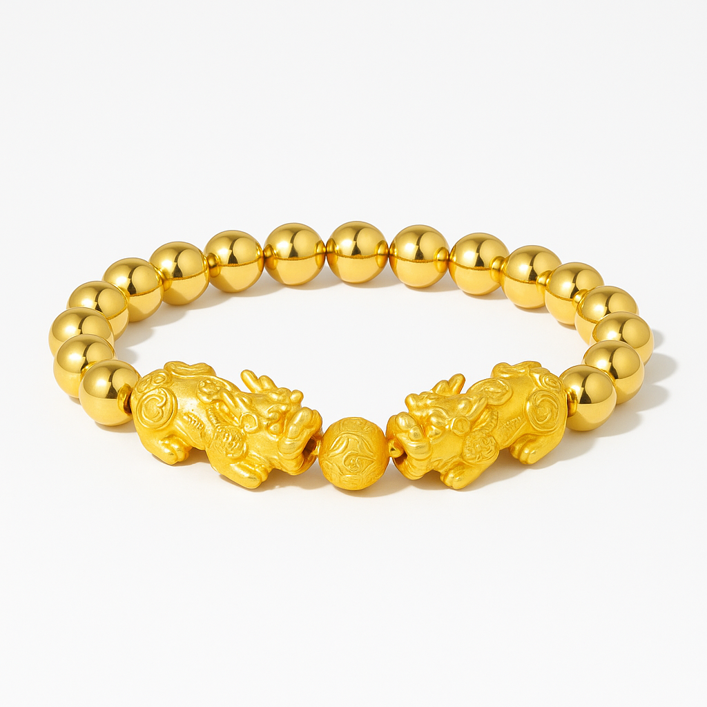 Gold Double Infinite Fortune Gold Filled Double Pixiu Feng Shui Bracelet