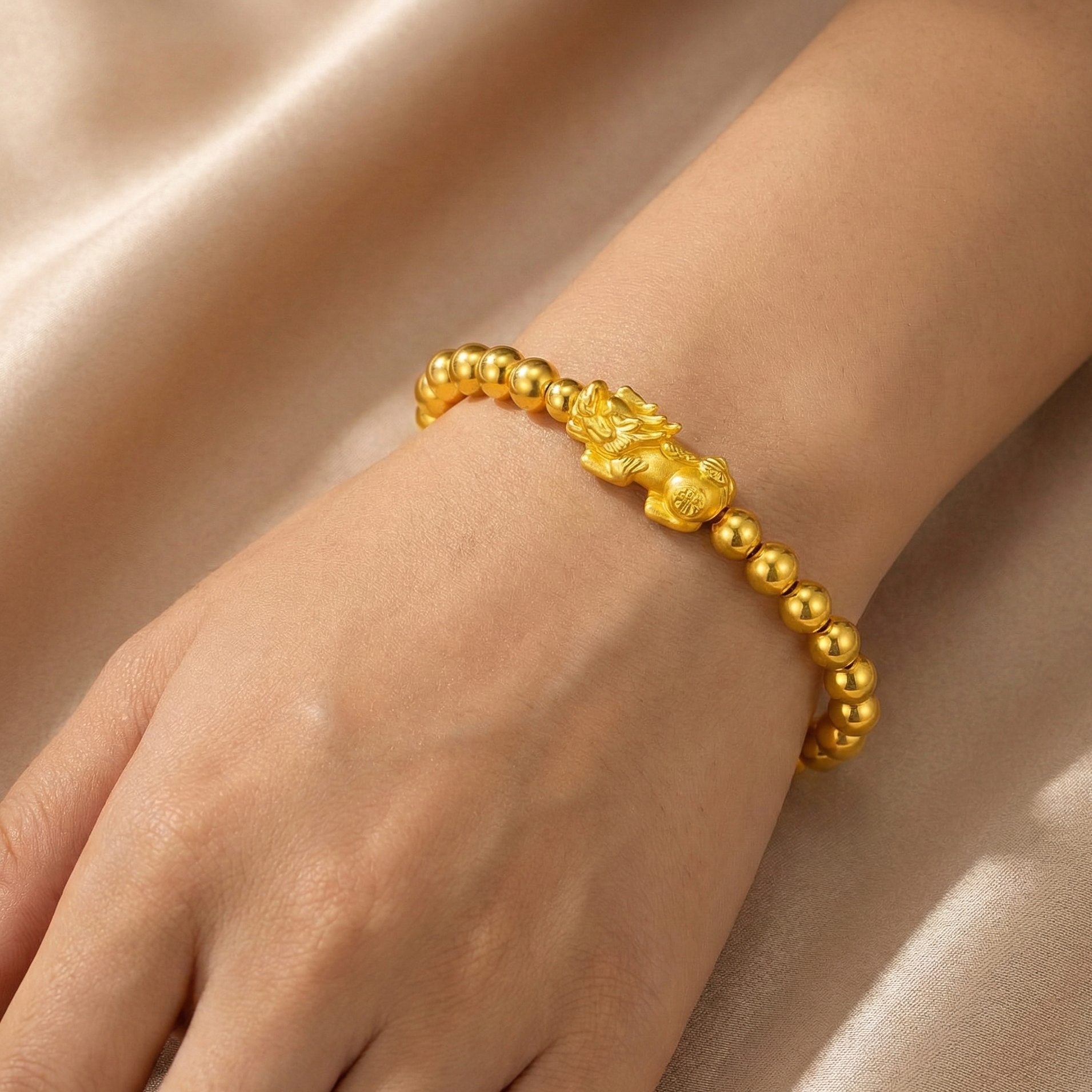 Gold Infinite Fortune Gold Filled Pixiu Feng Shui Bracelet
