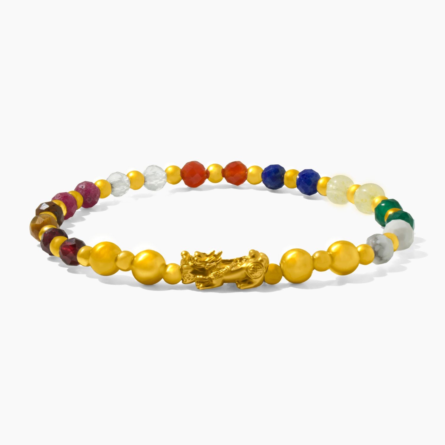 Sal's Lucky 9 Gemstone 18k REAL Gold Pixiu Bracelet