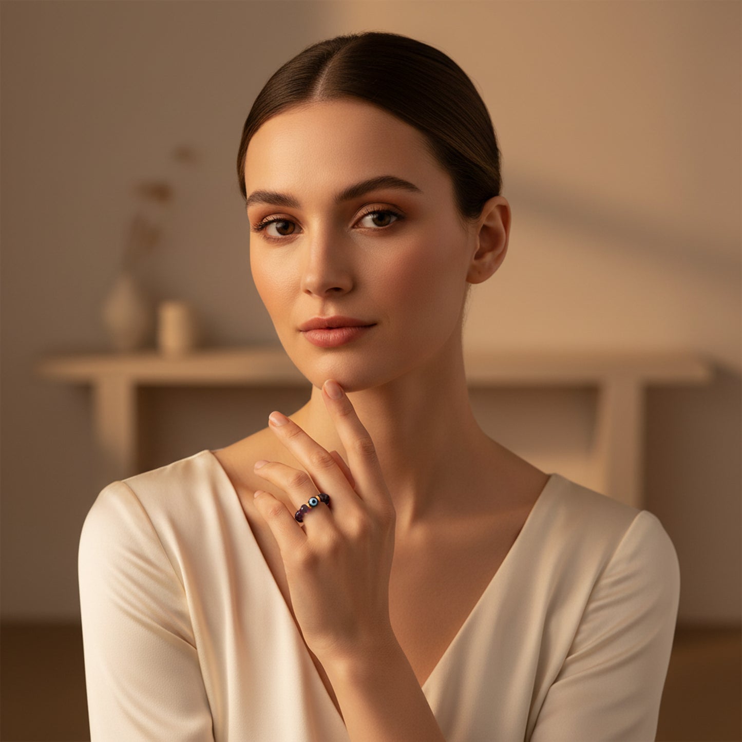 The Third Eye Amethyst Evil Eye Ring