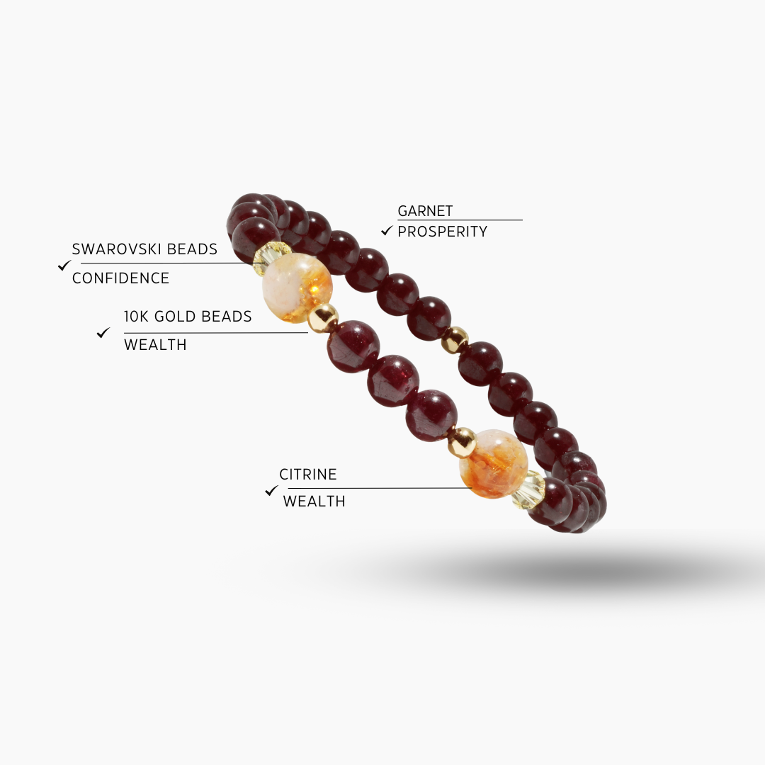 Mega Mill Garnet and Citrine Bracelet With REAL Gold