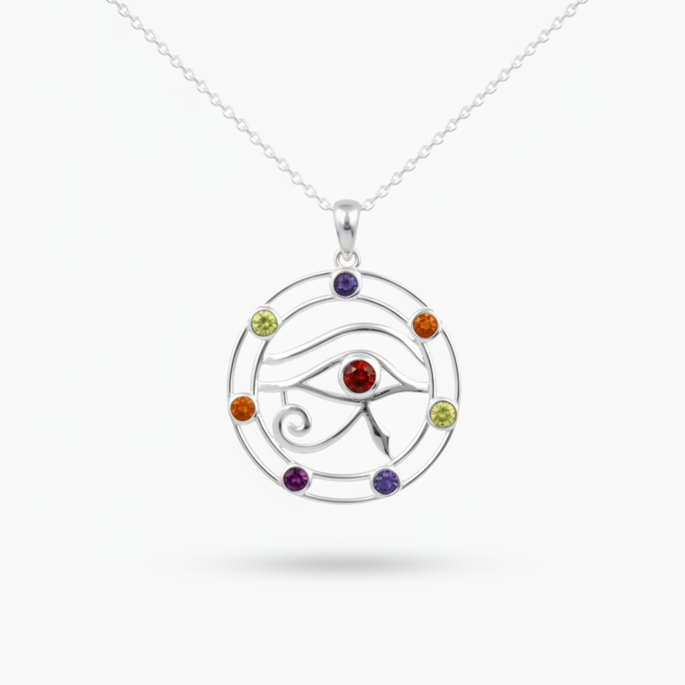 Eye Of Horus Sterling Silver Gemstone Necklace