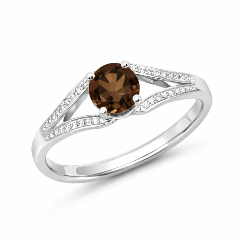 Smoky Quartz Oval Crystal Ring