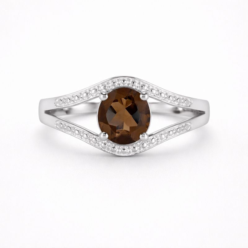Smoky Quartz Oval Crystal Ring