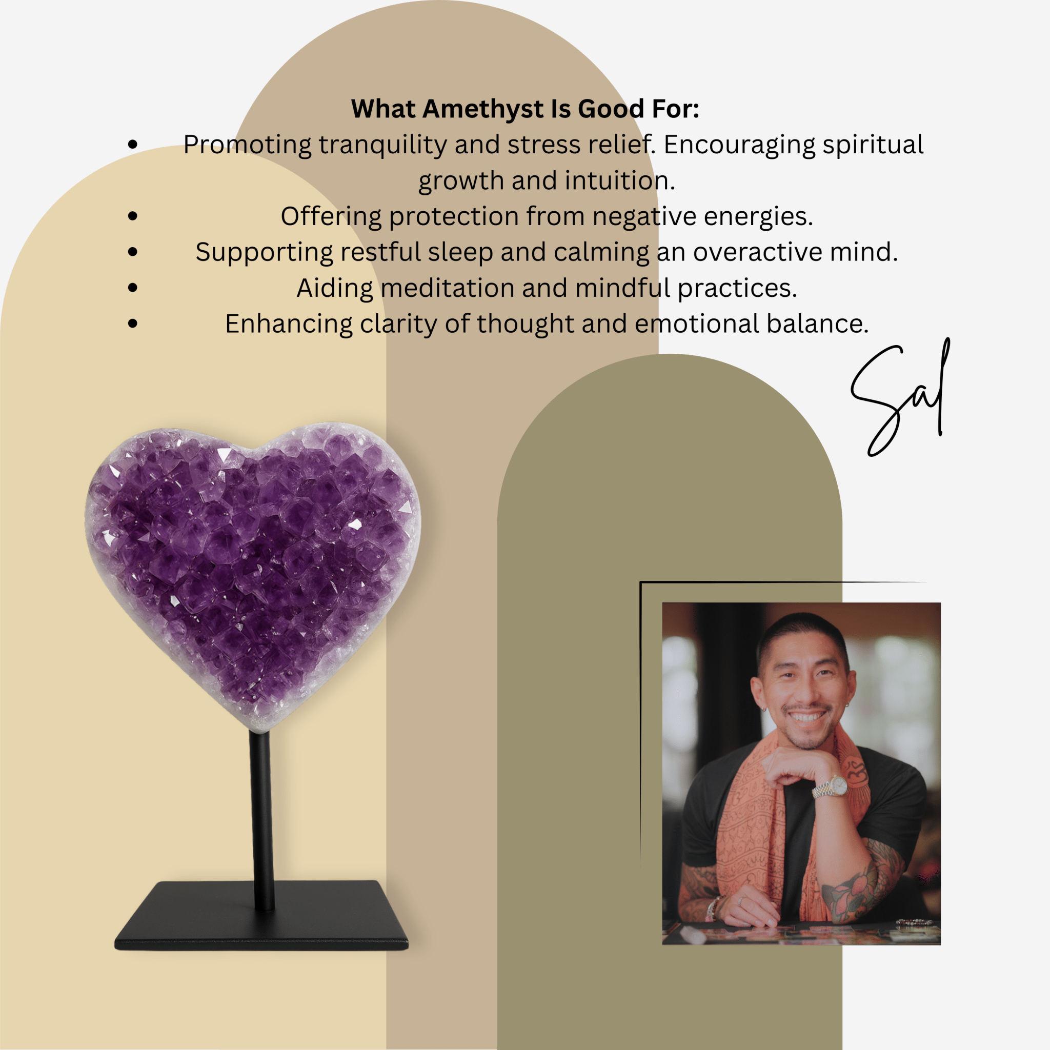 Amethyst Druzy Crystal Heart On Stand - Eat.Read.Love.
