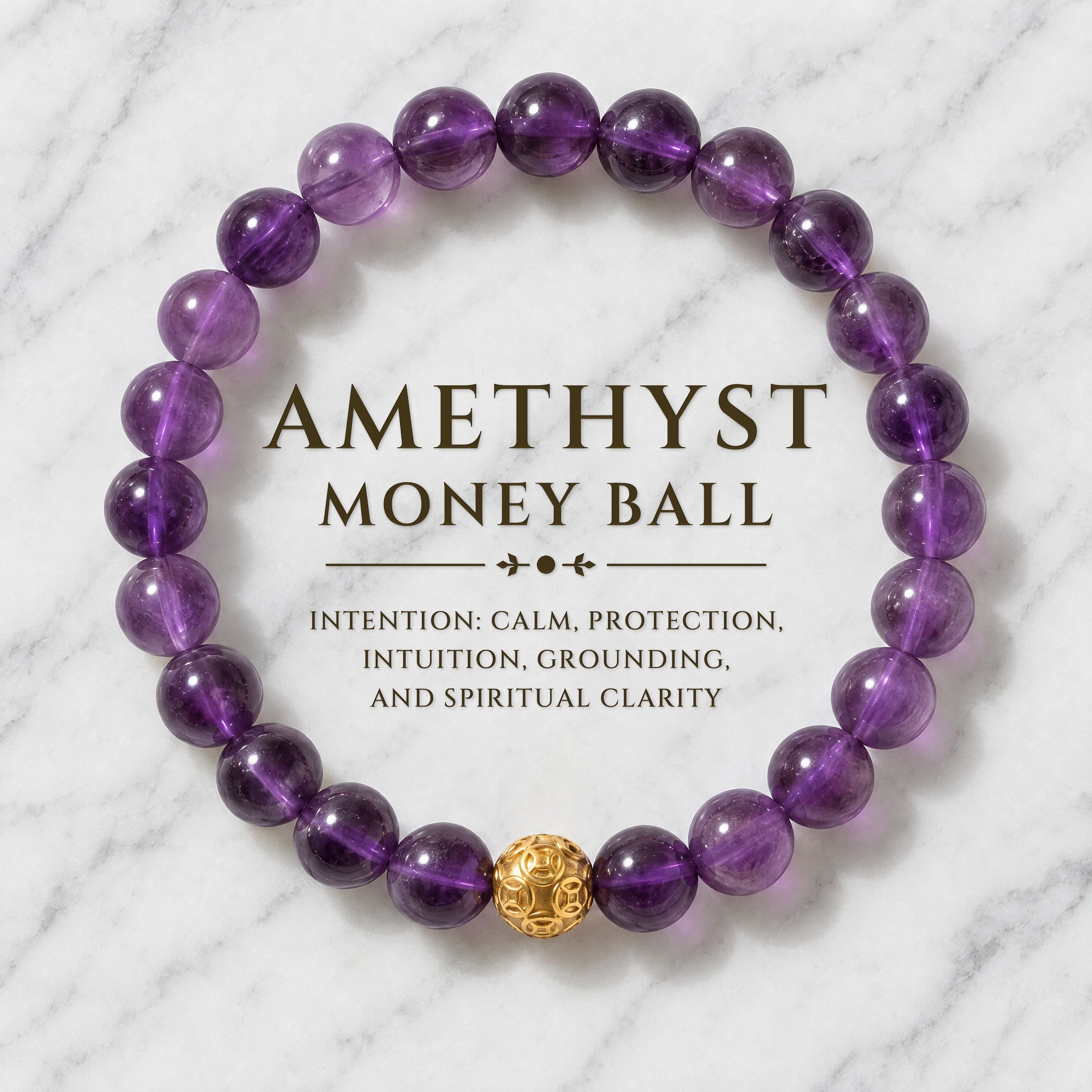 Amethyst Money Ball Grounding Bracelet