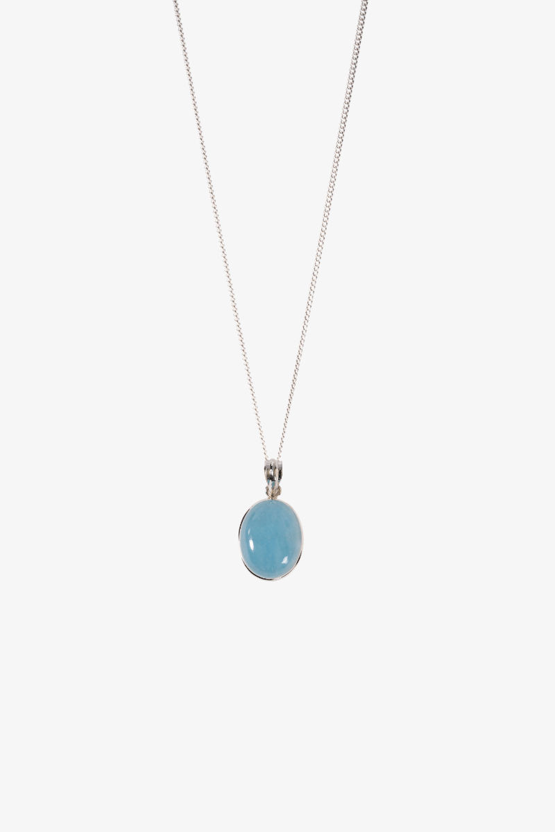 Aquamarine Oval Sterling Silver Pendant - Eat.Read.Love.