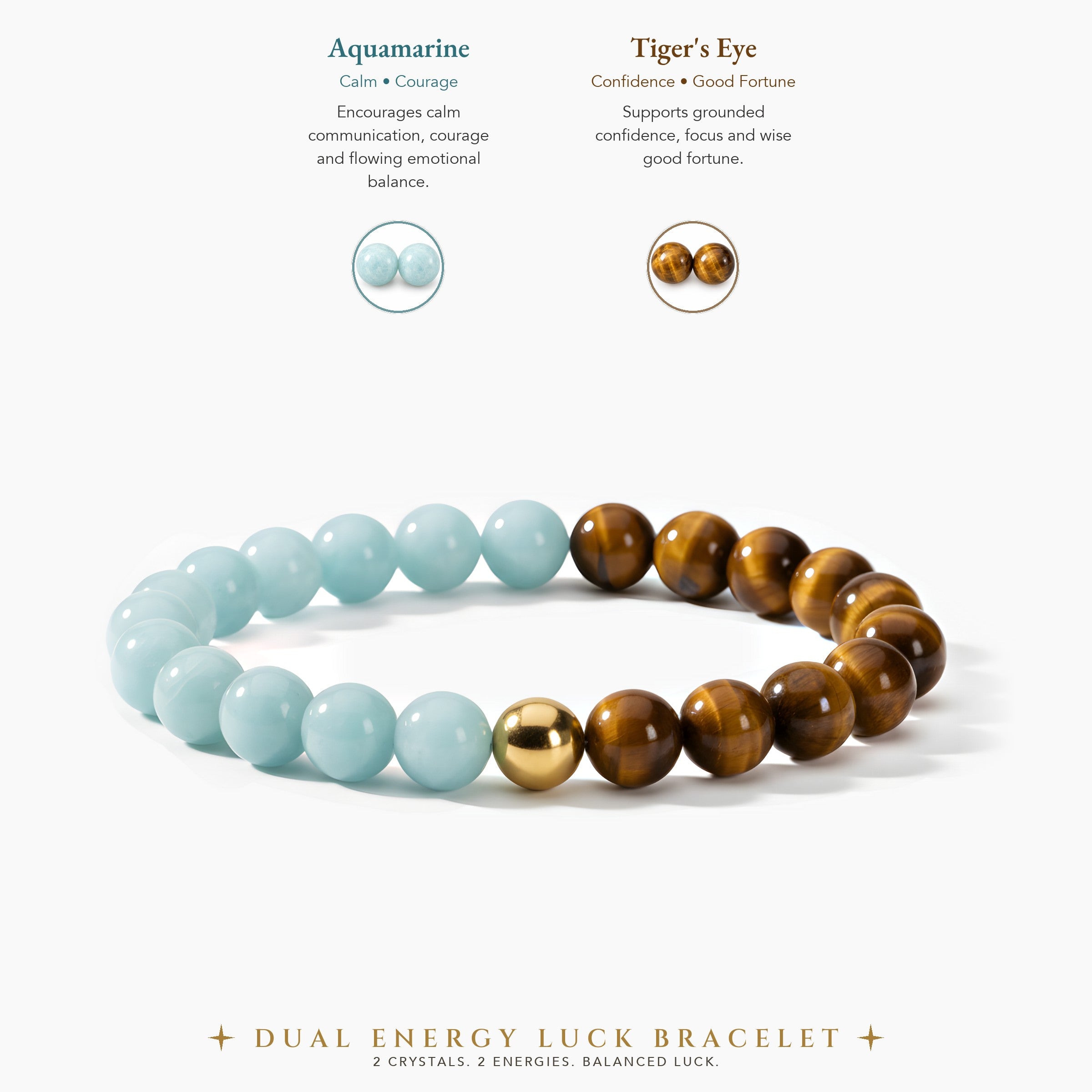 Aquamarine & Tiger's Eye Dual Energy Luck Crystal Bracelet