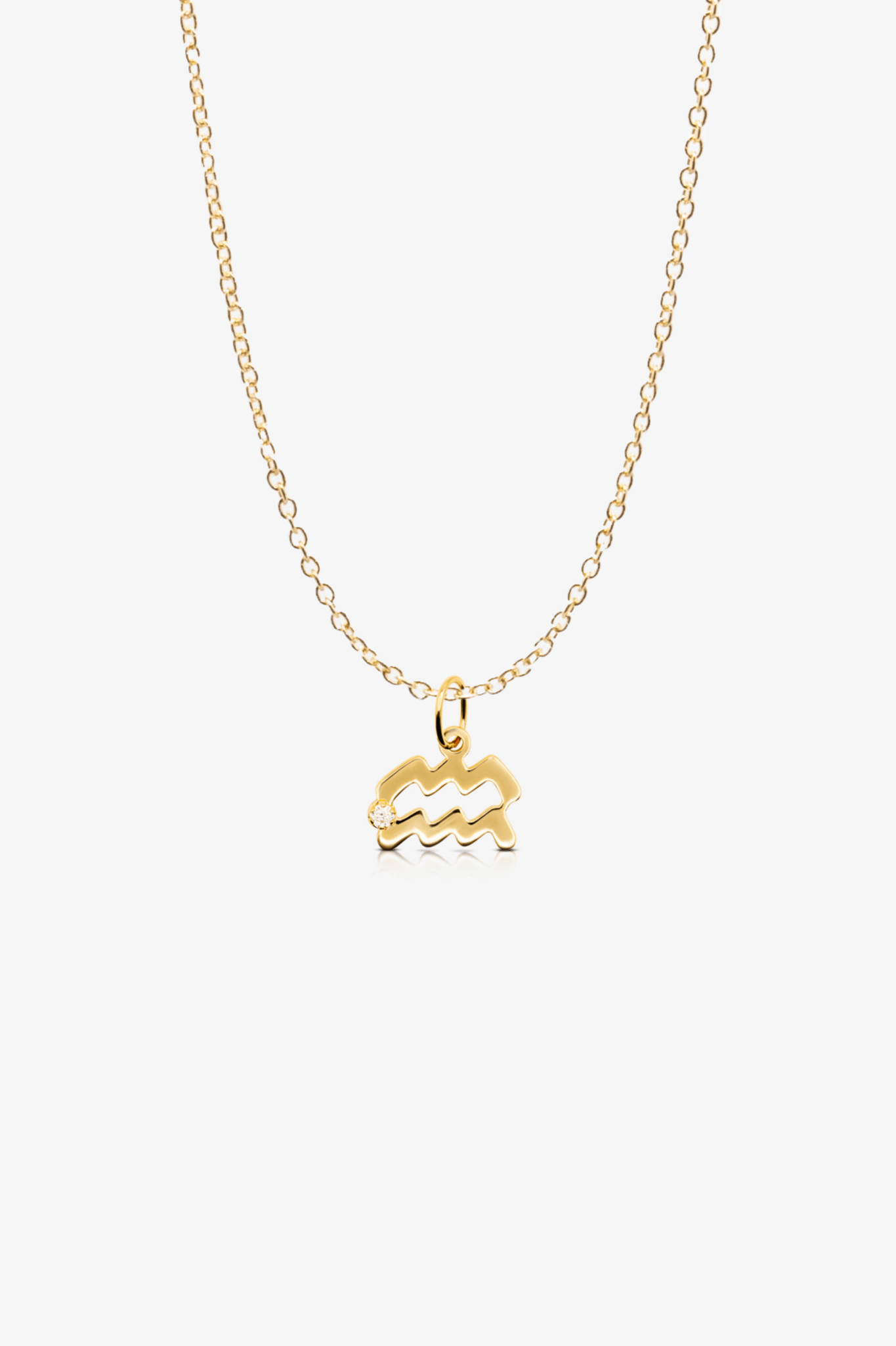 Aquarius 14k Pure Gold Necklace With Diamond - Eat.Read.Love.