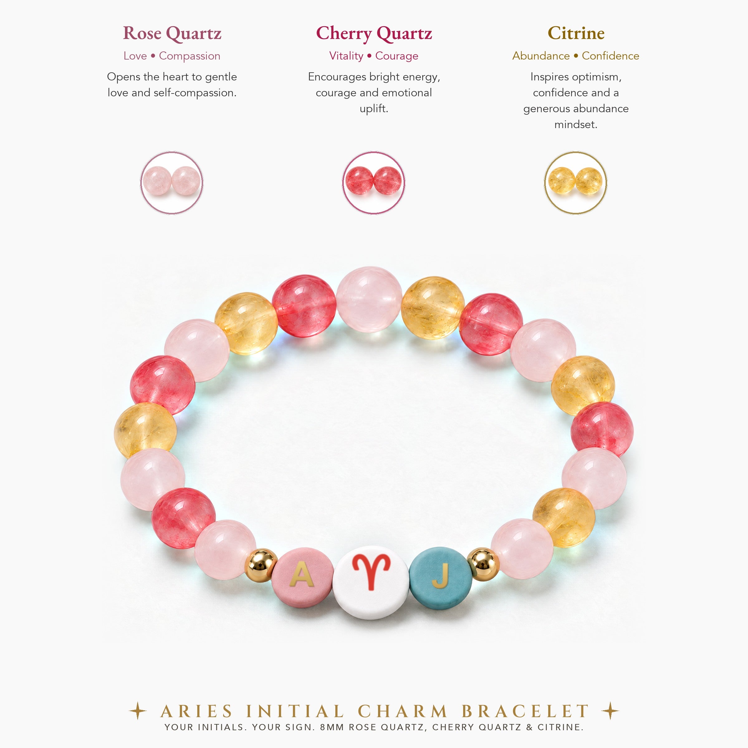Aries Initial Charm Bracelet