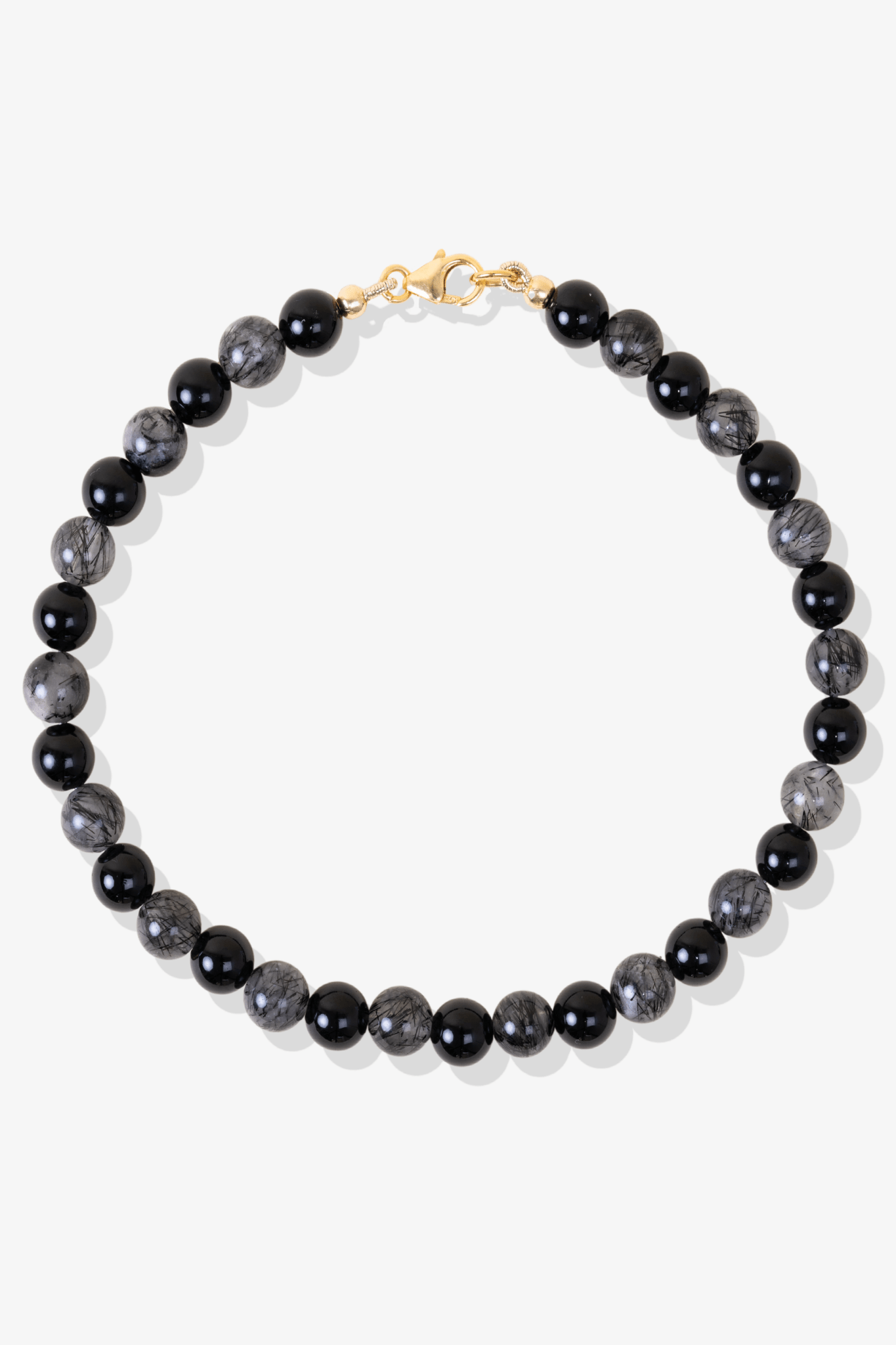 Black Obsidian and Black Rutilitated Quartz Bracelet - Spiritual Growth - Eat.Read.Love.