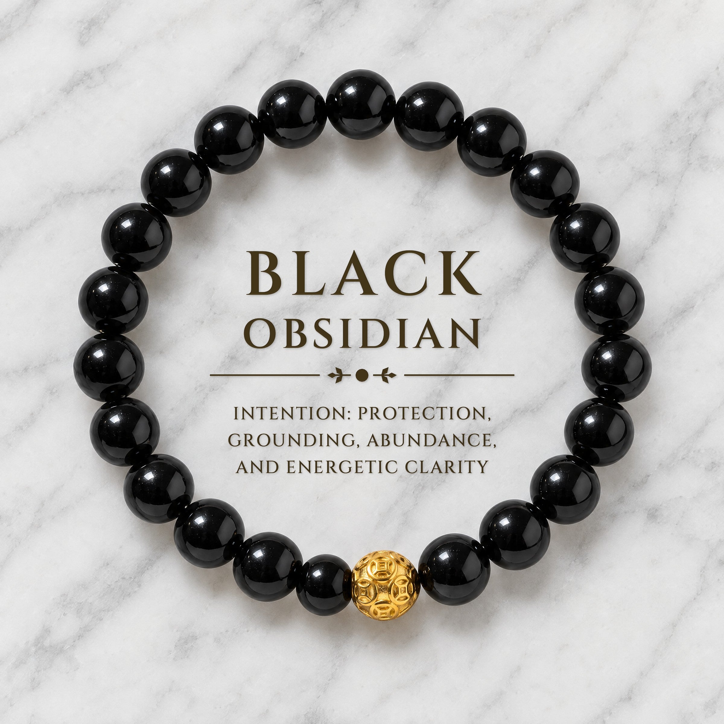 Black Obsidian Money Ball Protection Bracelet