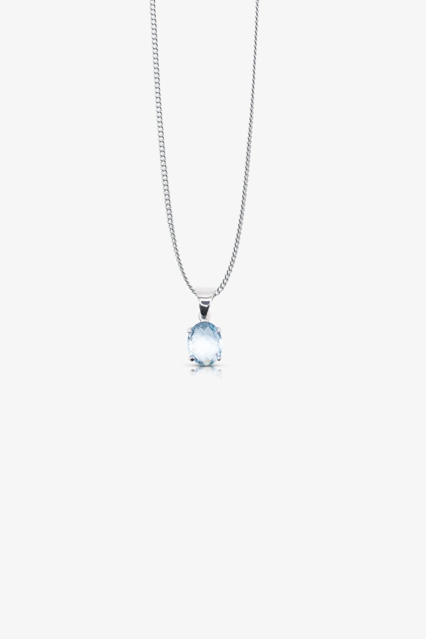 Blue Topaz Sterling Silver Pendant - Eat.Read.Love.