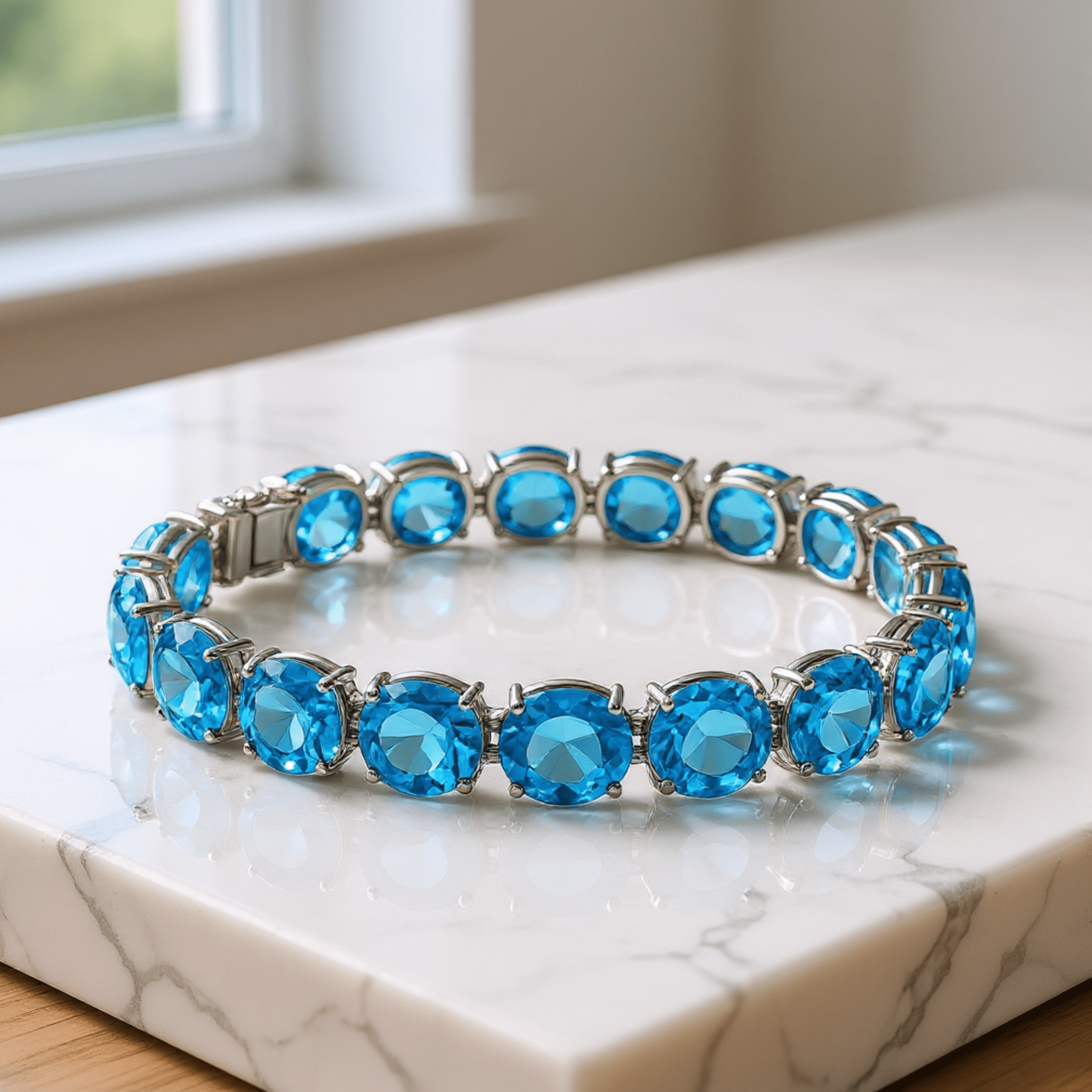 Blue Topaz Sterling Silver Tennis Bracelet – Clarity & Confidence - Eat.Read.Love.