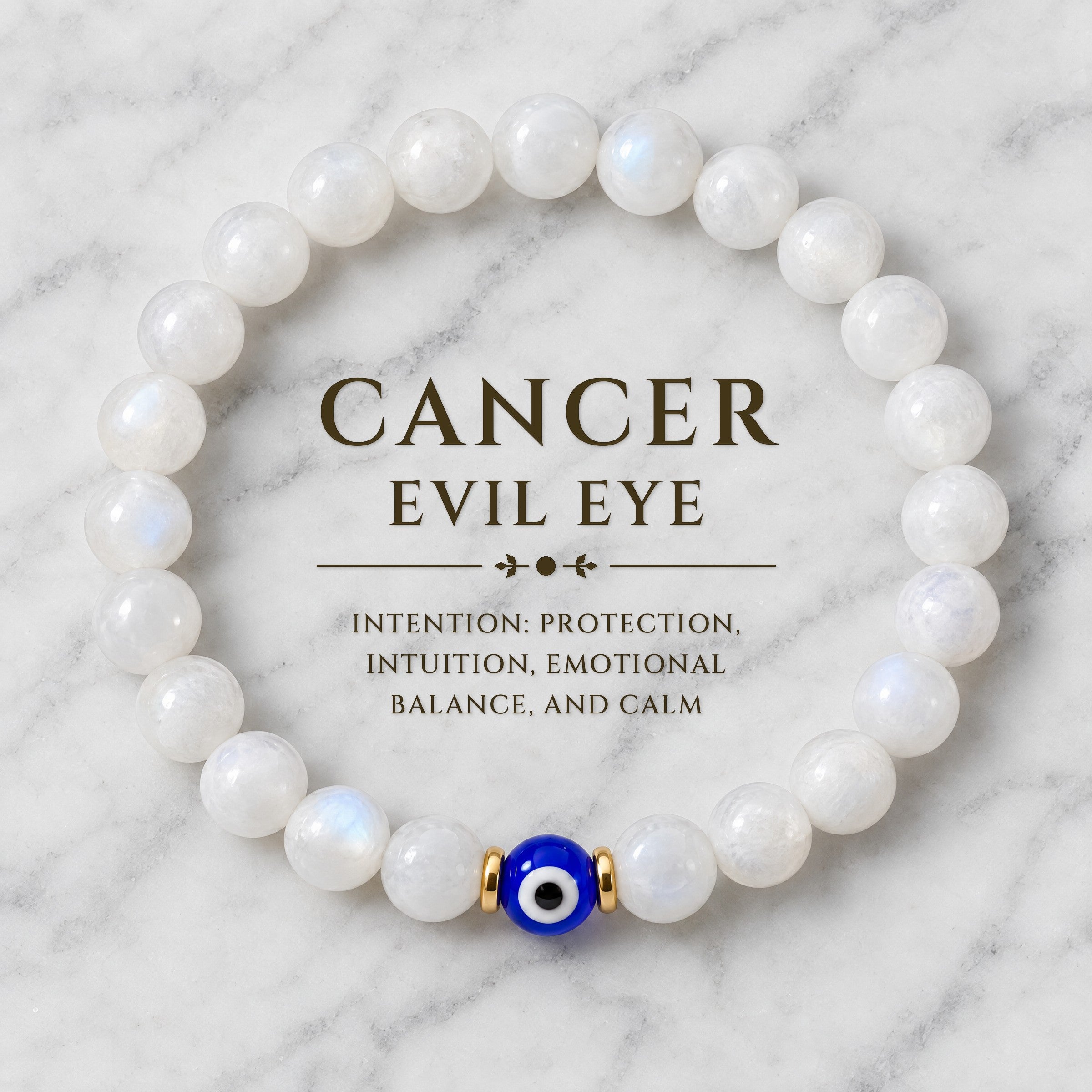 Cancer Evil Eye Moonstone Crystal Protection Bracelet