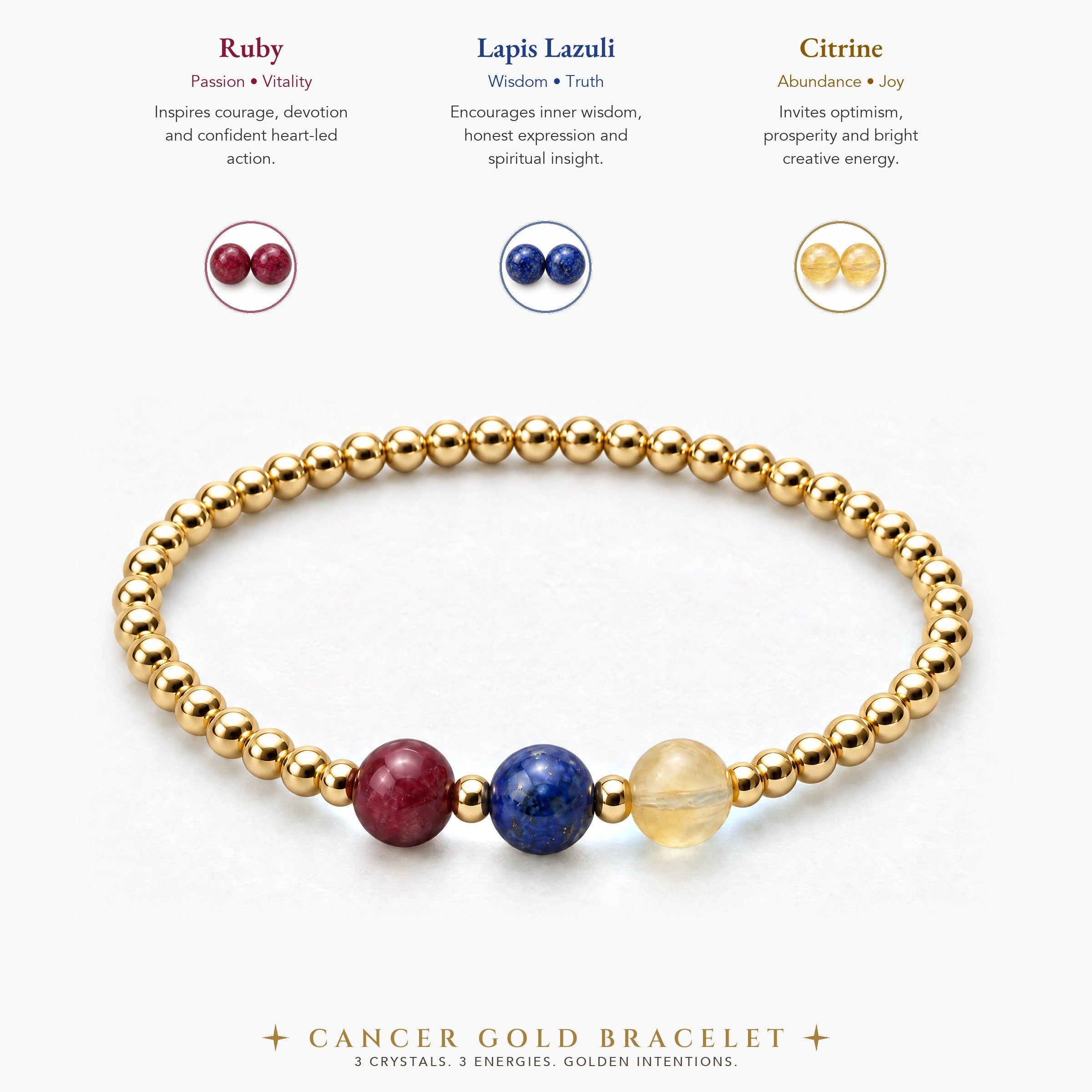 Cancer Love and Money Golden Bracelet With REAL Gold