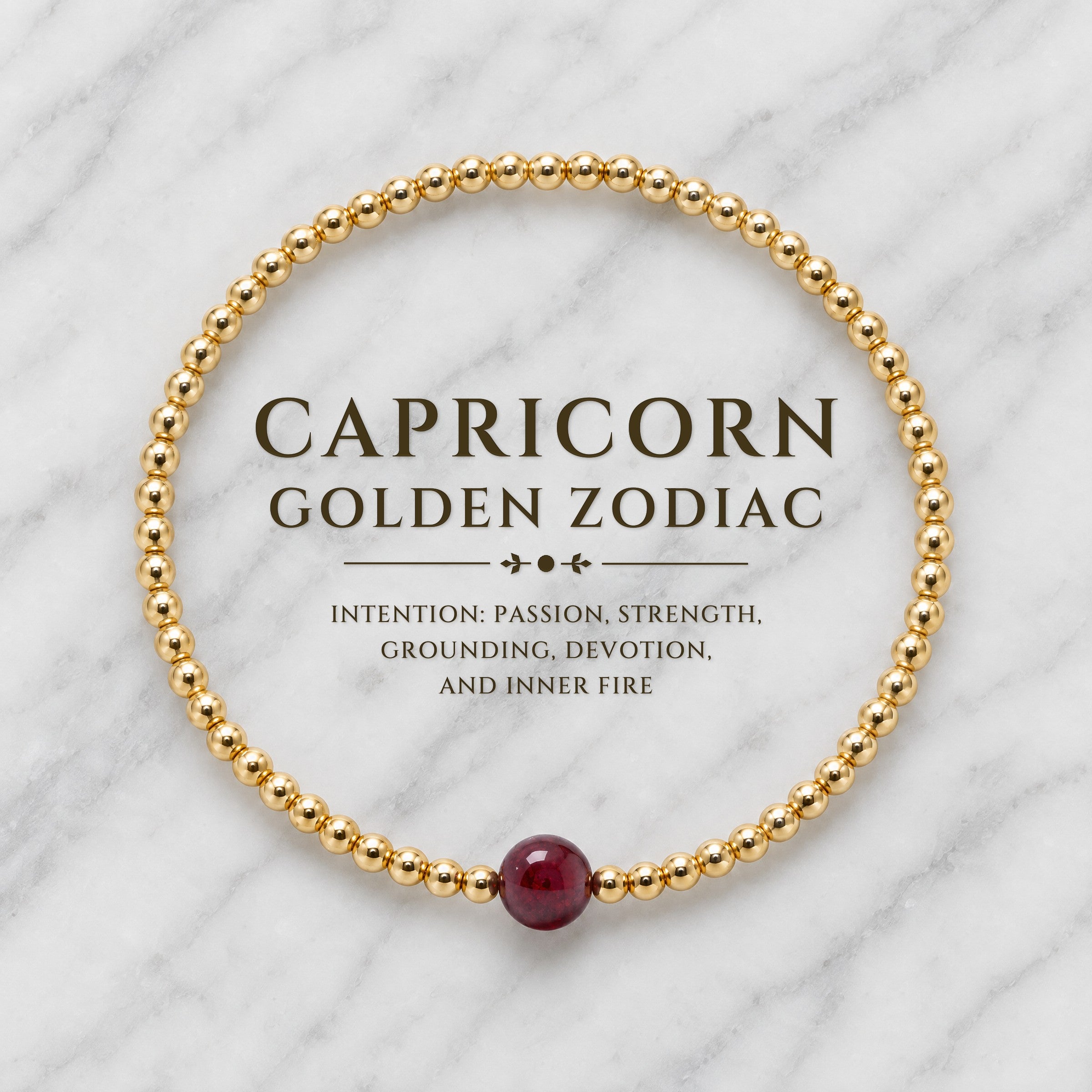 Capricorn Golden Zodiac Garnet 2026 Bracelet REAL Gold