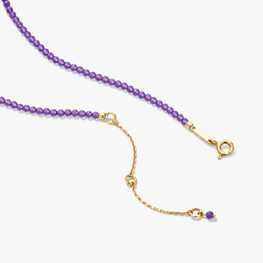 Amethyst Healing Beaded Necklace - clasp detail