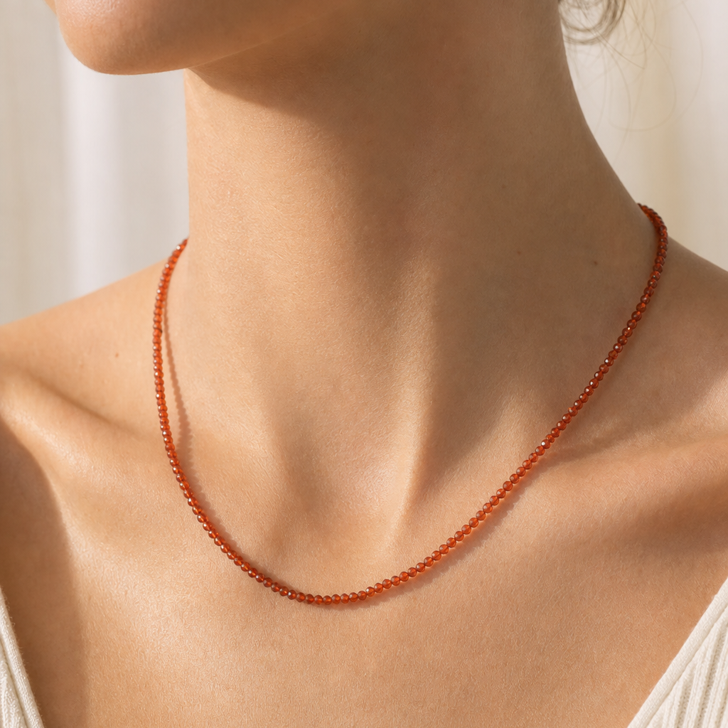 Carnelian Success Beaded Necklace - on model