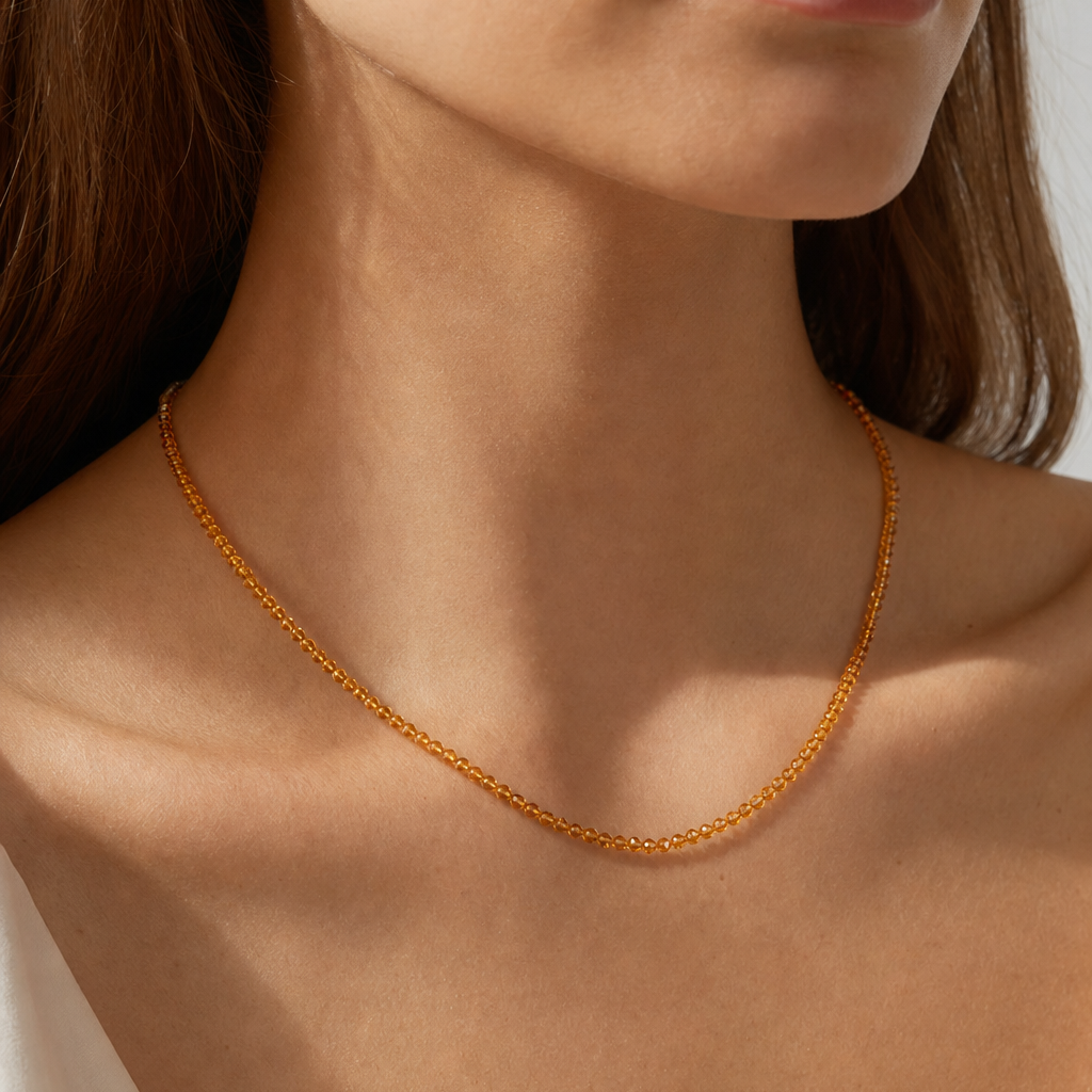 Citrine Luck Beaded Necklace - on model