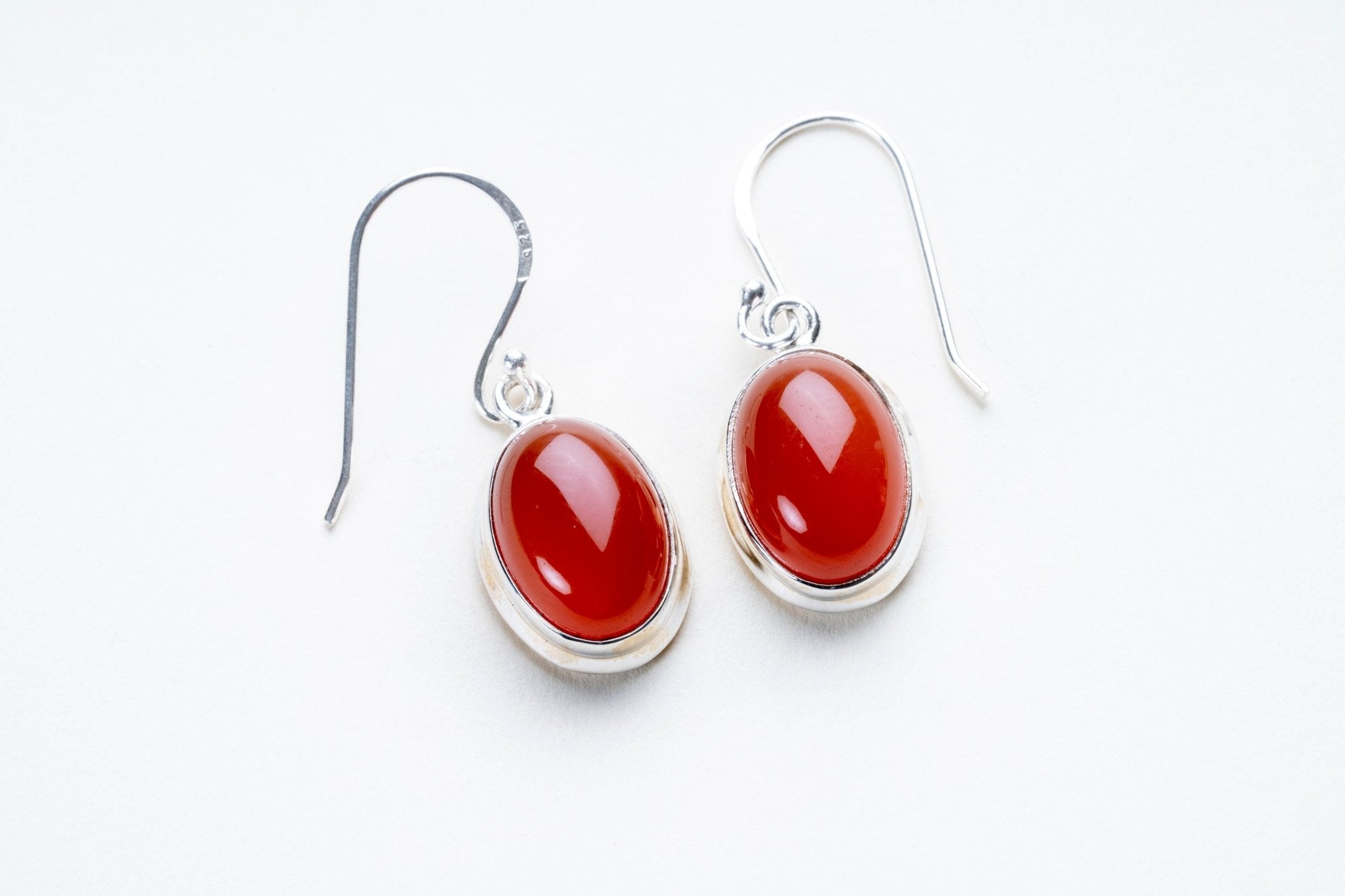 Carnelian Oval Cut Sterling Silver Earrings - Eat.Read.Love.