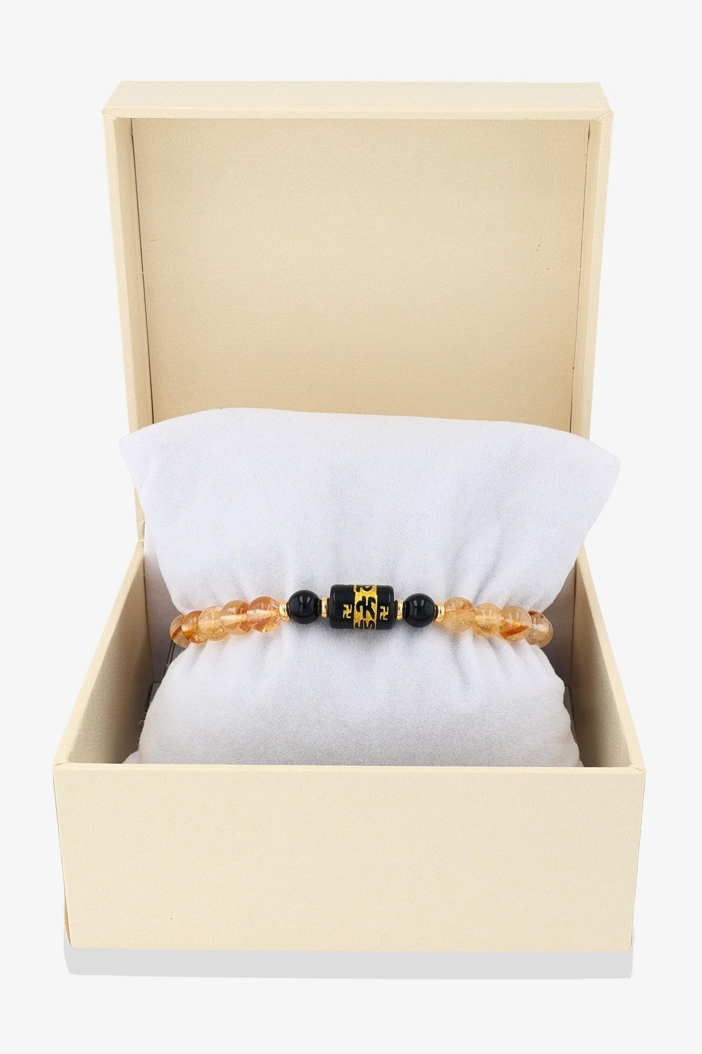 Citrine and Black Obsidian Mantra Prayer Feng Shui Bracelet - Eat.Read.Love.